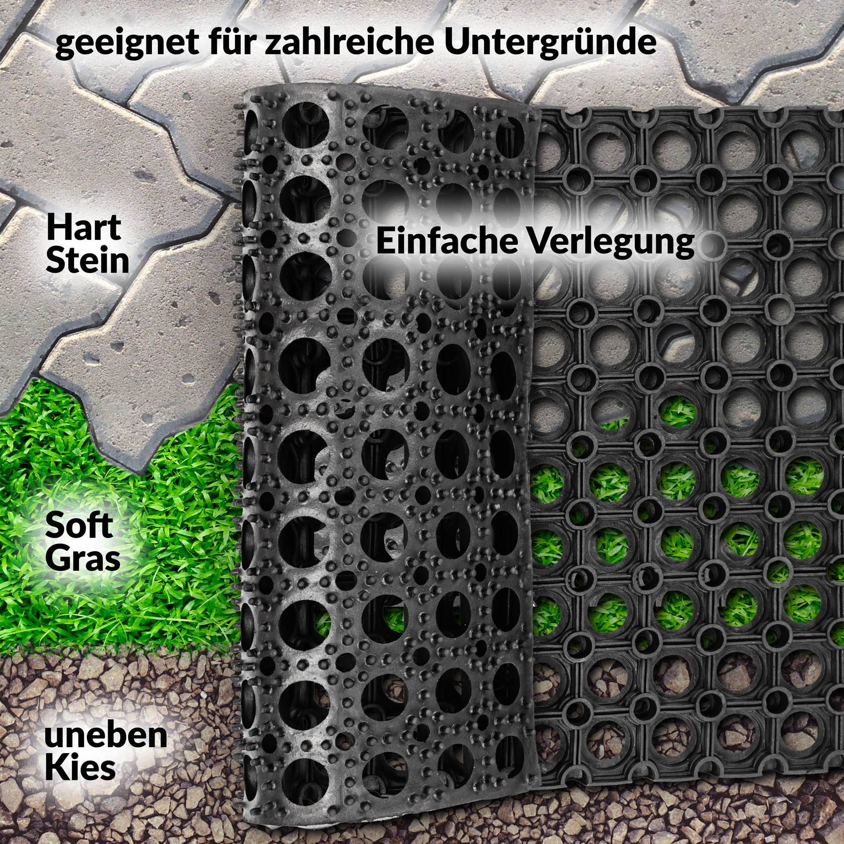 Ringgummimatte Fußabtreter Ringmatte Schwarz 100x150cm