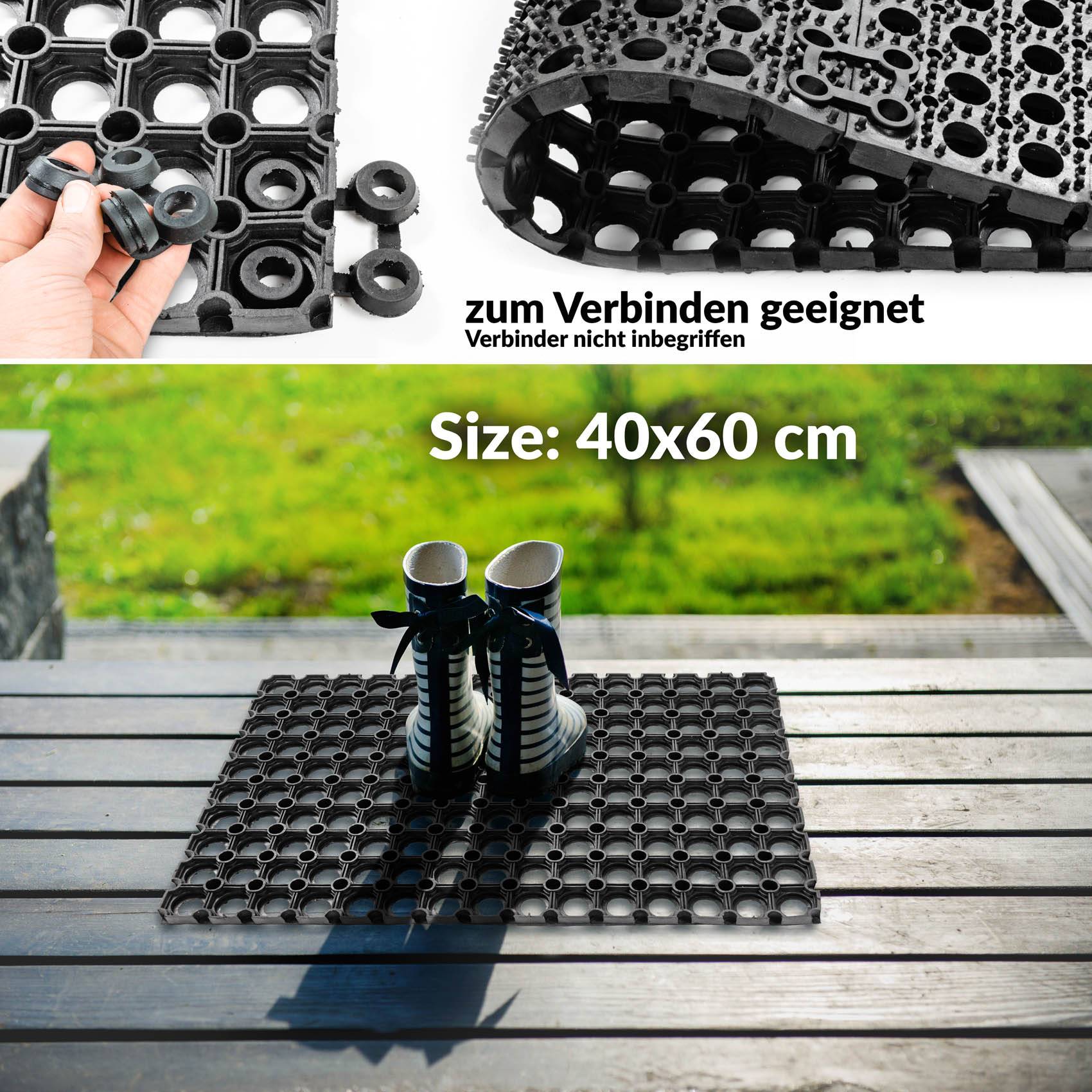 Ringgummimatte Fußabtreter Ringmatte Schwarz 40x60cm