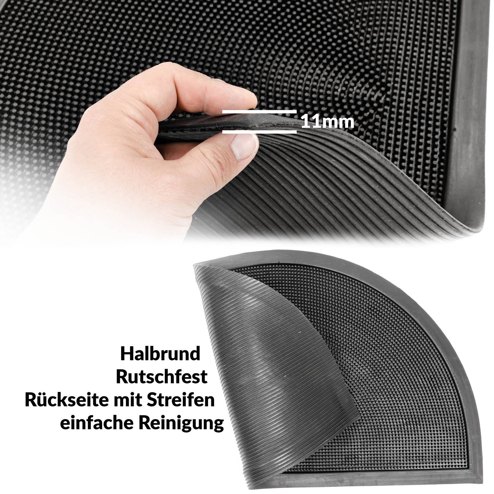 Gummimatte Türvorleger Fußabtreter mit Noppen Schwarz 45x75cm