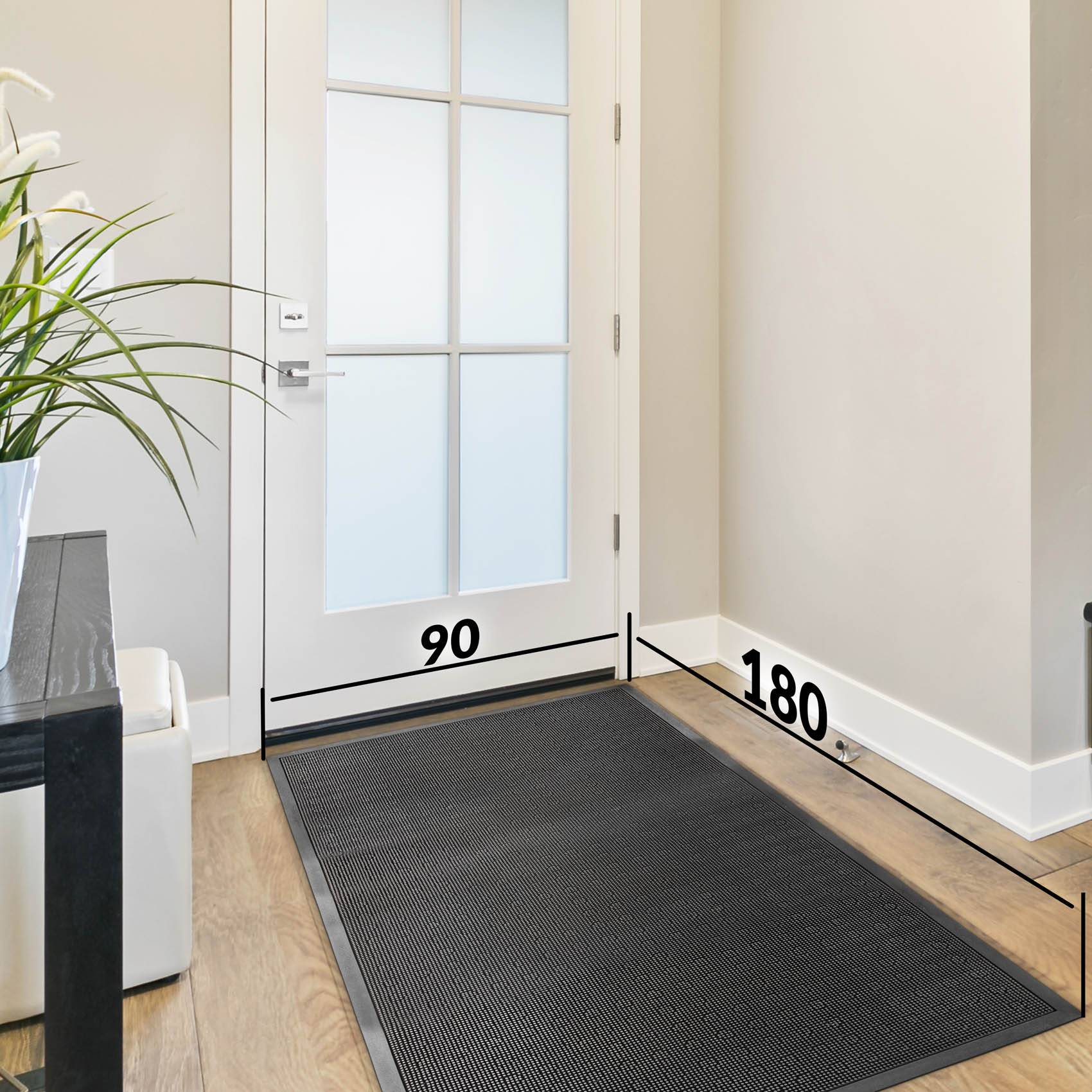 Gummimatte Türvorleger Fußabtreter mit Noppen Schwarz 91x180cm