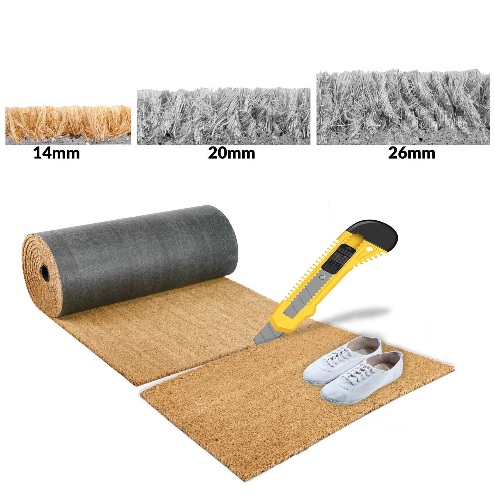 Kokosmatte Eco-Natur Meterware Beige Stärke 14mm 100x300cm