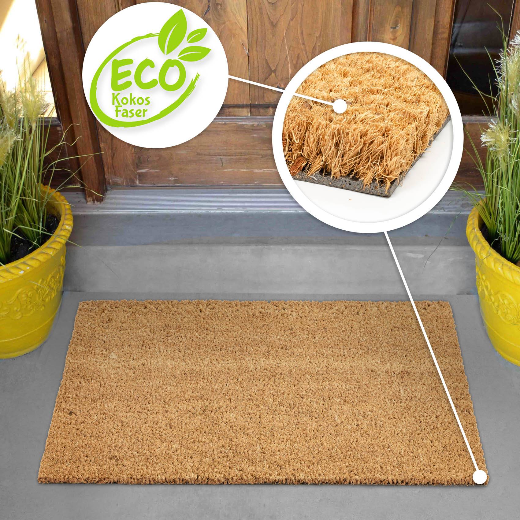 Kokosmatte Türvorleger Fußabstreifer Eco-Natur Beige 40x75cm Stärke 17mm