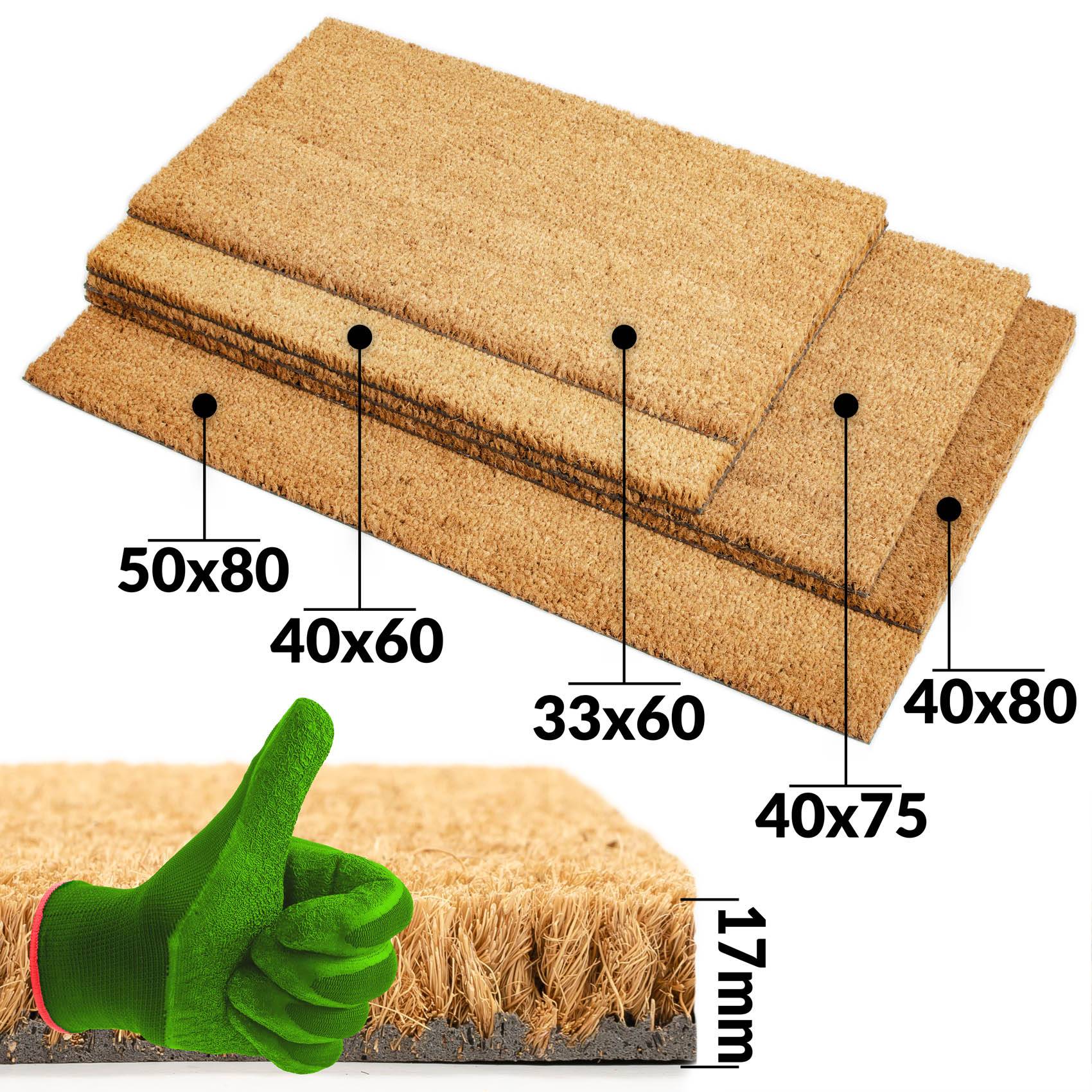 Kokosmatte Türvorleger Fußabstreifer Eco-Natur Beige 40x60cm Stärke 17mm