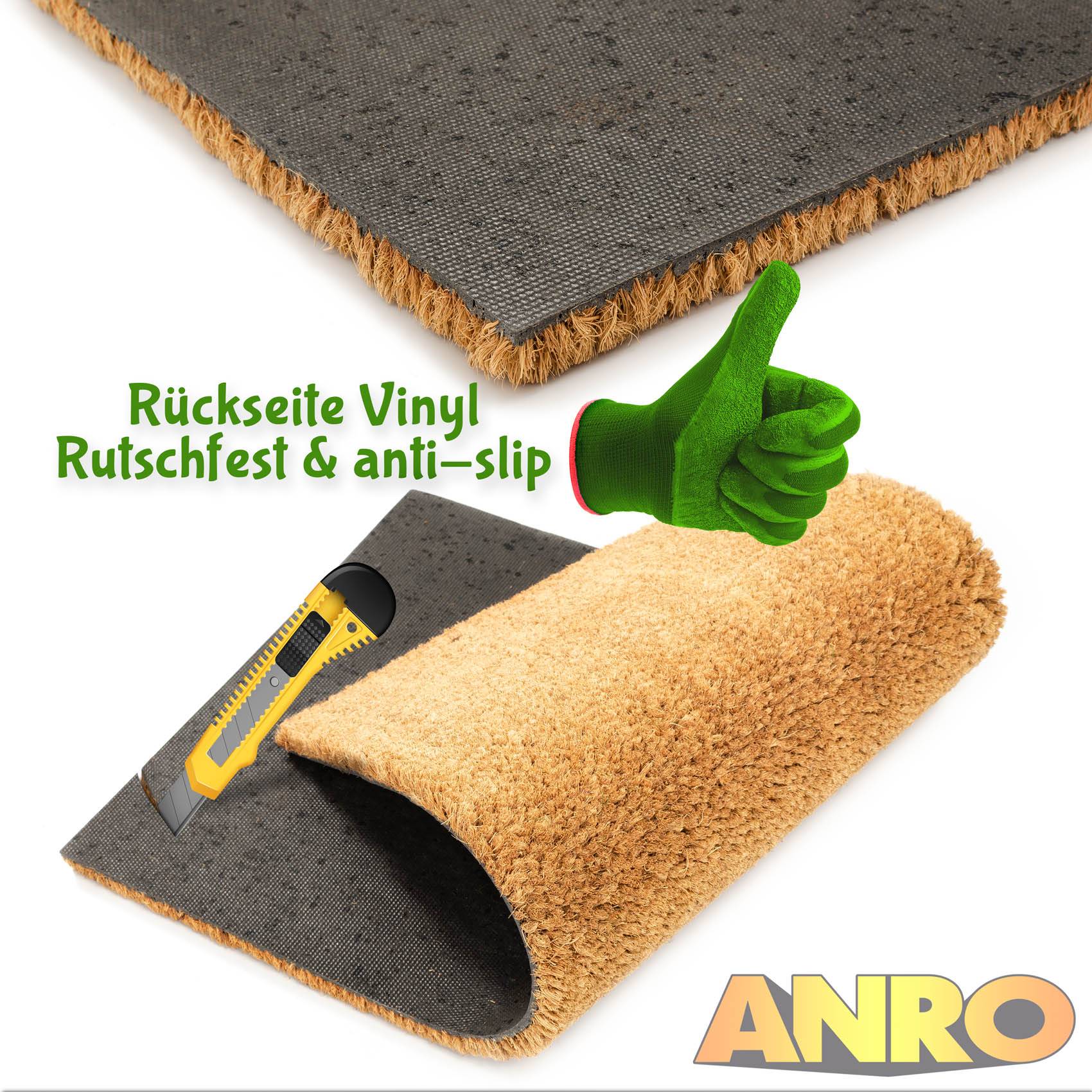 Kokosmatte Türvorleger Fußabstreifer Eco-Natur Beige 40x60cm Stärke 17mm