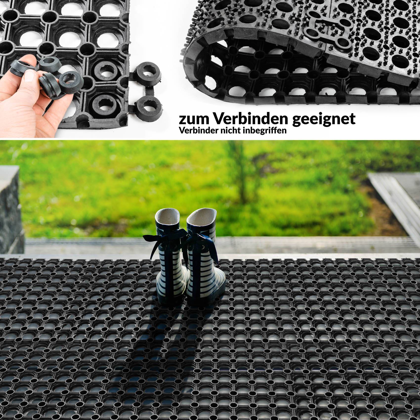 Ringgummimatte Meterware Ringmatte Schwarz Stärke 22mm 100x130cm