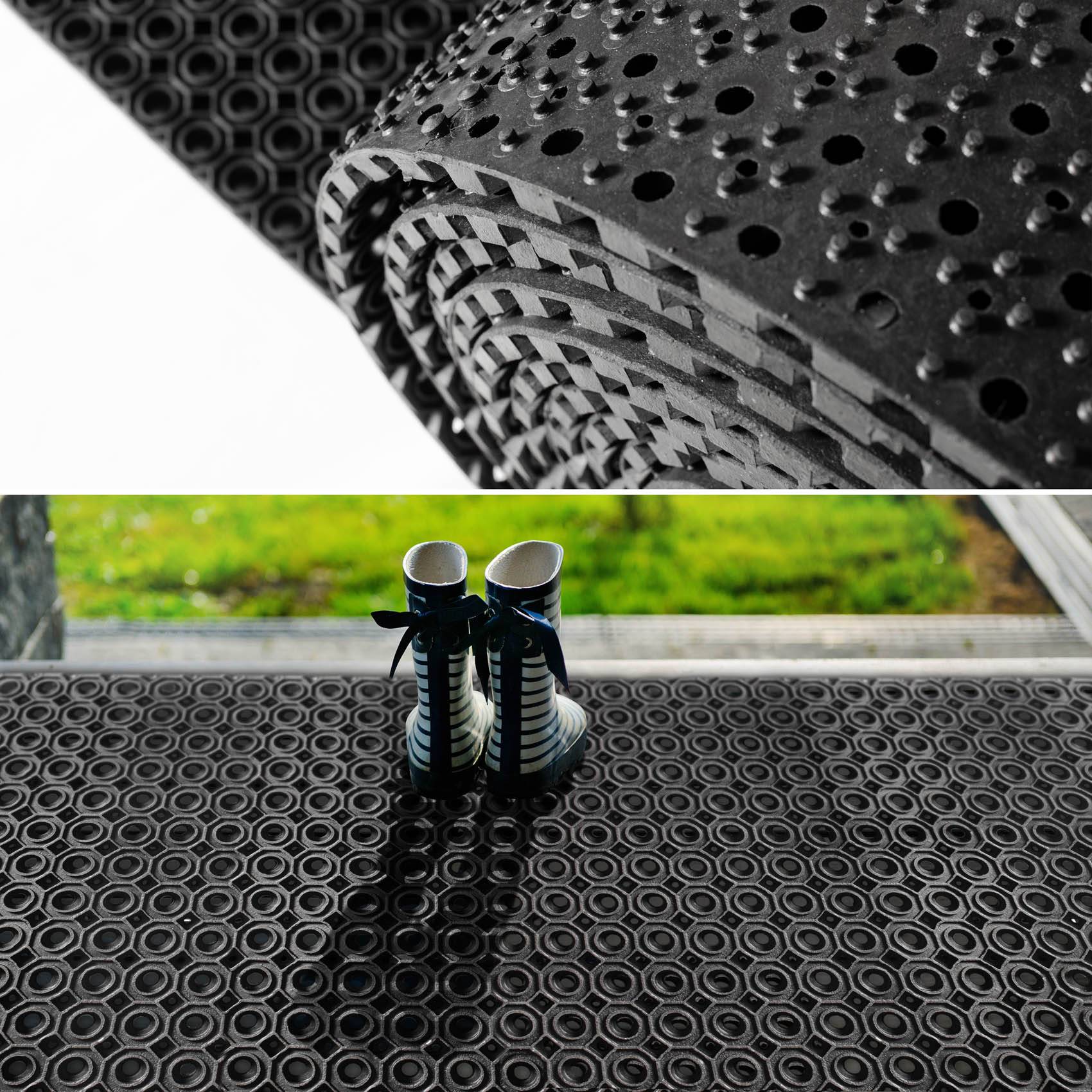 Ringgummimatte Meterware Ringmatte Schwarz Stärke 13mm 100x230cm