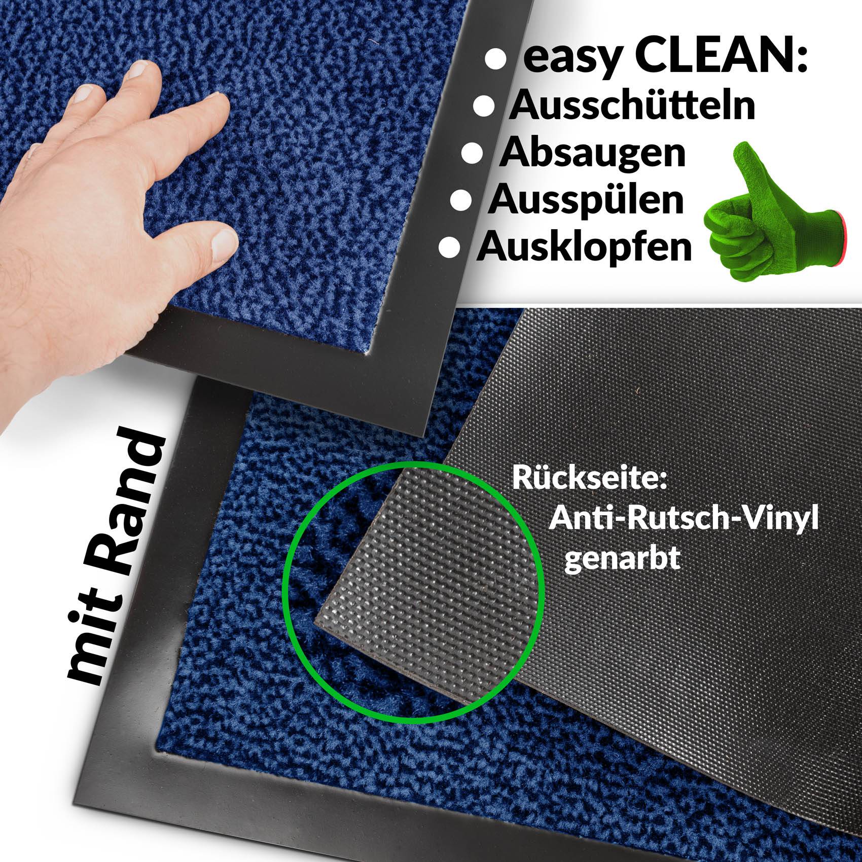 Fußabtreter Türteppich Schmutzfangmatte Home Business Blau 90x120cm