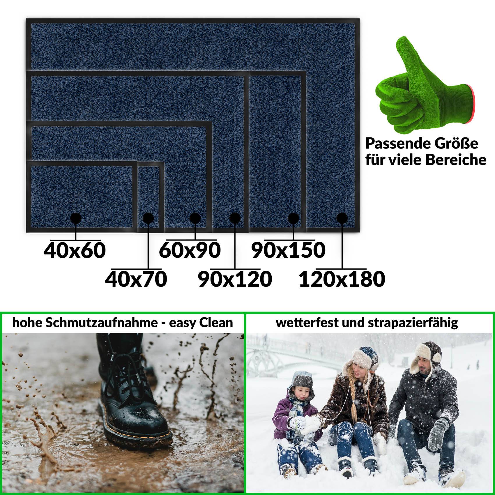 Fußabtreter Türteppich Schmutzfangmatte Home Business Blau 40x70cm