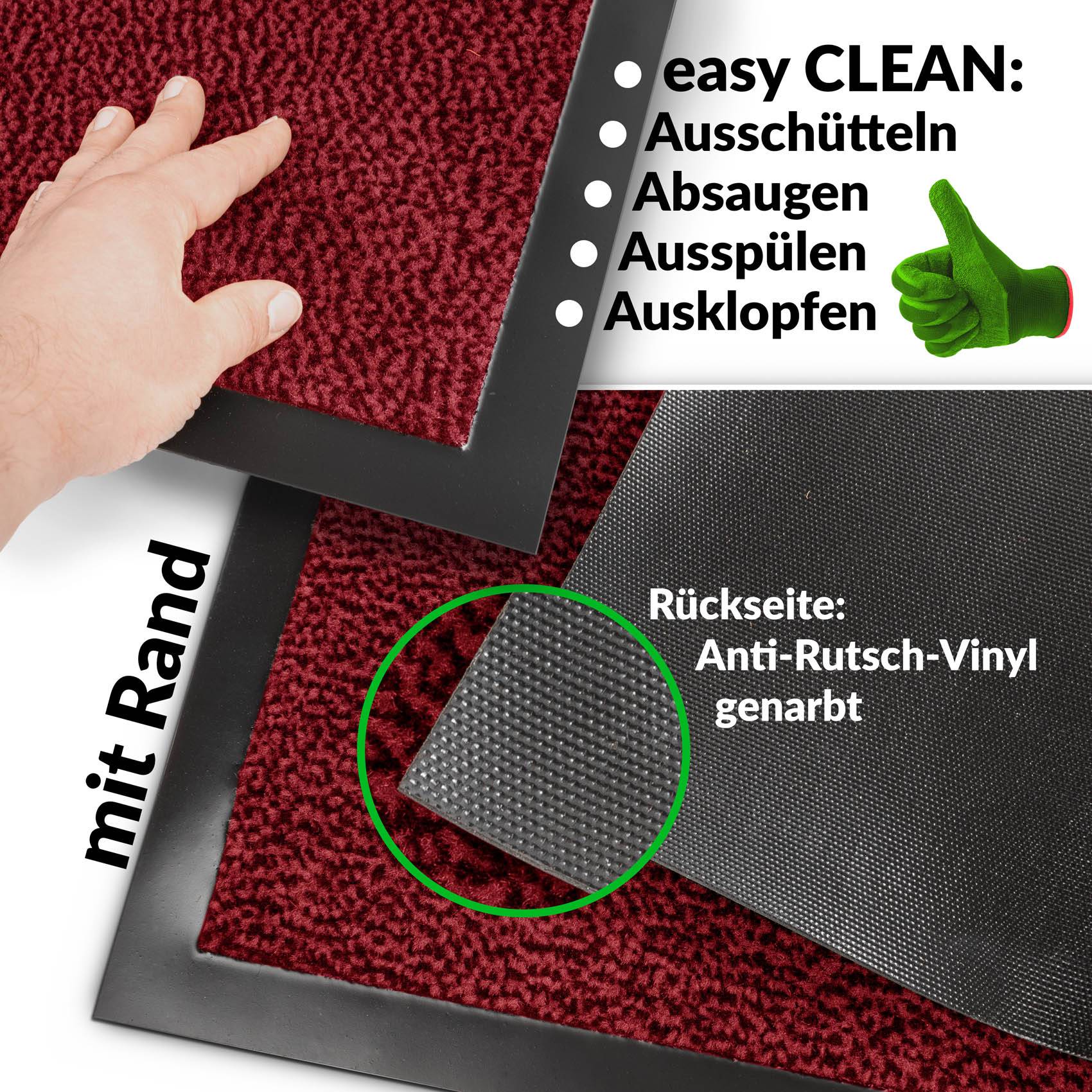 Fußabtreter Türteppich Schmutzfangmatte Home Business Rot 40x70cm