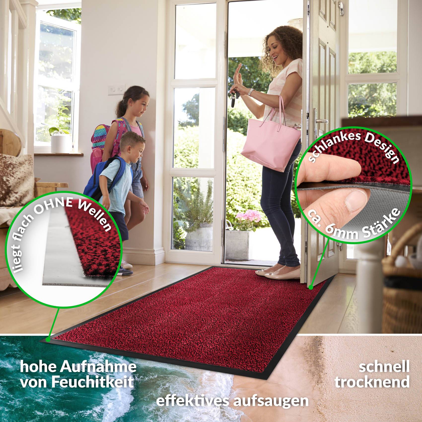 Fußabtreter Türteppich Schmutzfangmatte Home Business Rot 40x60cm