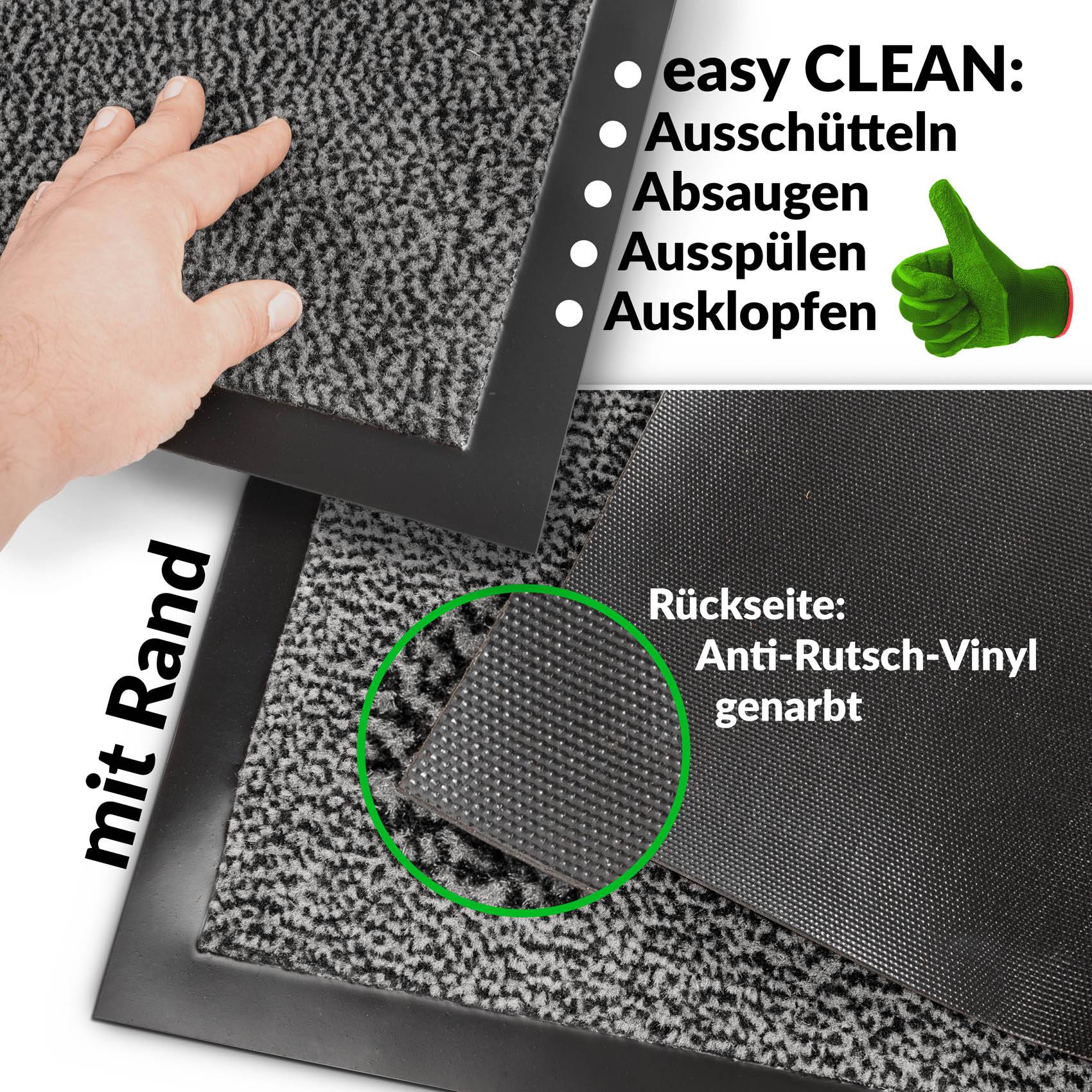 Fußabtreter Türteppich Schmutzfangmatte Home Business Grau 120x180cm