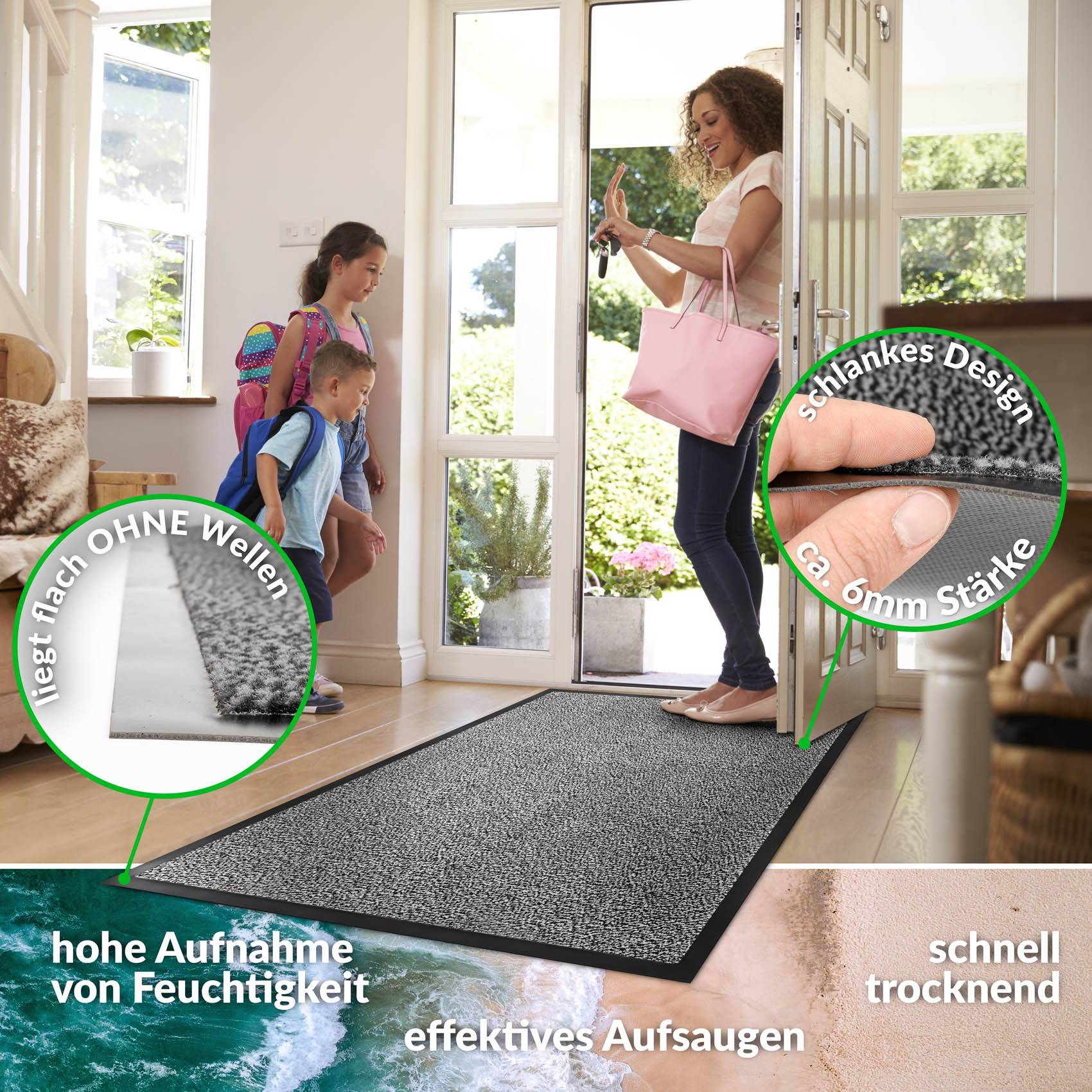 Fußabtreter Türteppich Schmutzfangmatte Home Business Grau 120x180cm