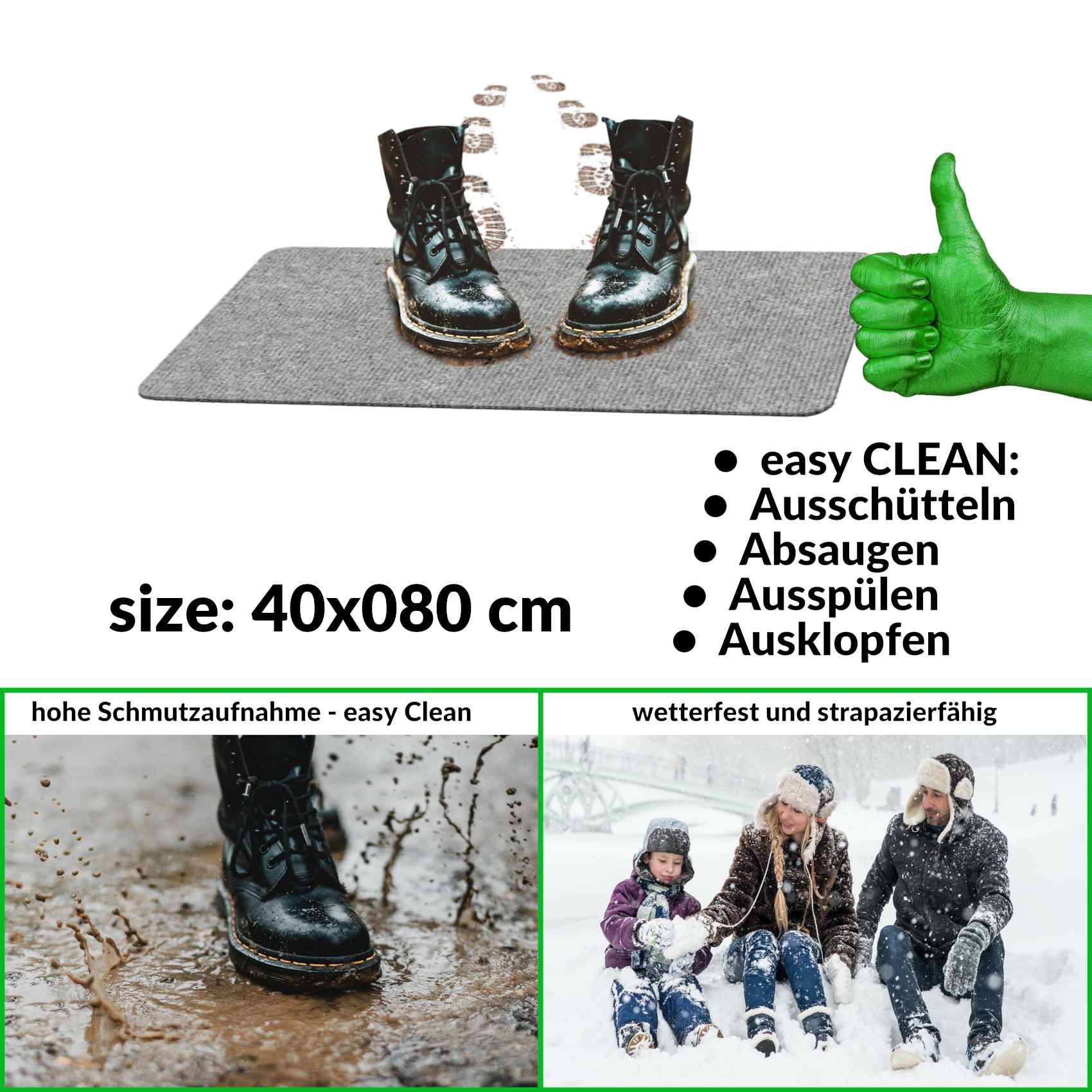 ANRO Schmutzfangmatte Sauberlaufmatte Schmutzfangläufer Teppich Läufer Flur STRIBET 40x80cm Grau --- !!! --- ABGESCHRIEBEN --- !!! ---