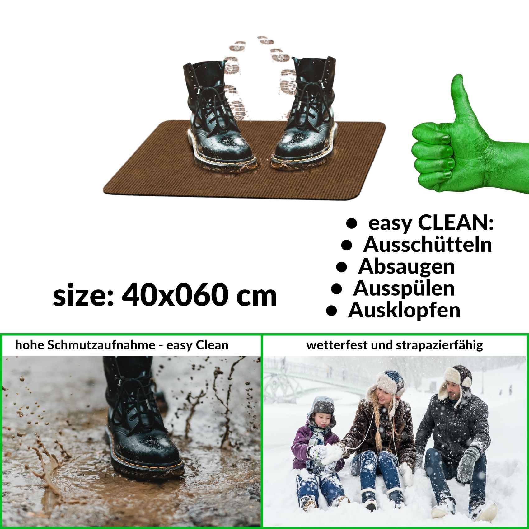 ANRO Schmutzfangmatte Sauberlaufmatte Schmutzfangläufer Teppich Läufer Flur STRIBET 40x60cm Hellbraun --- !!! --- ABGESCHRIEBEN --- !!! ---