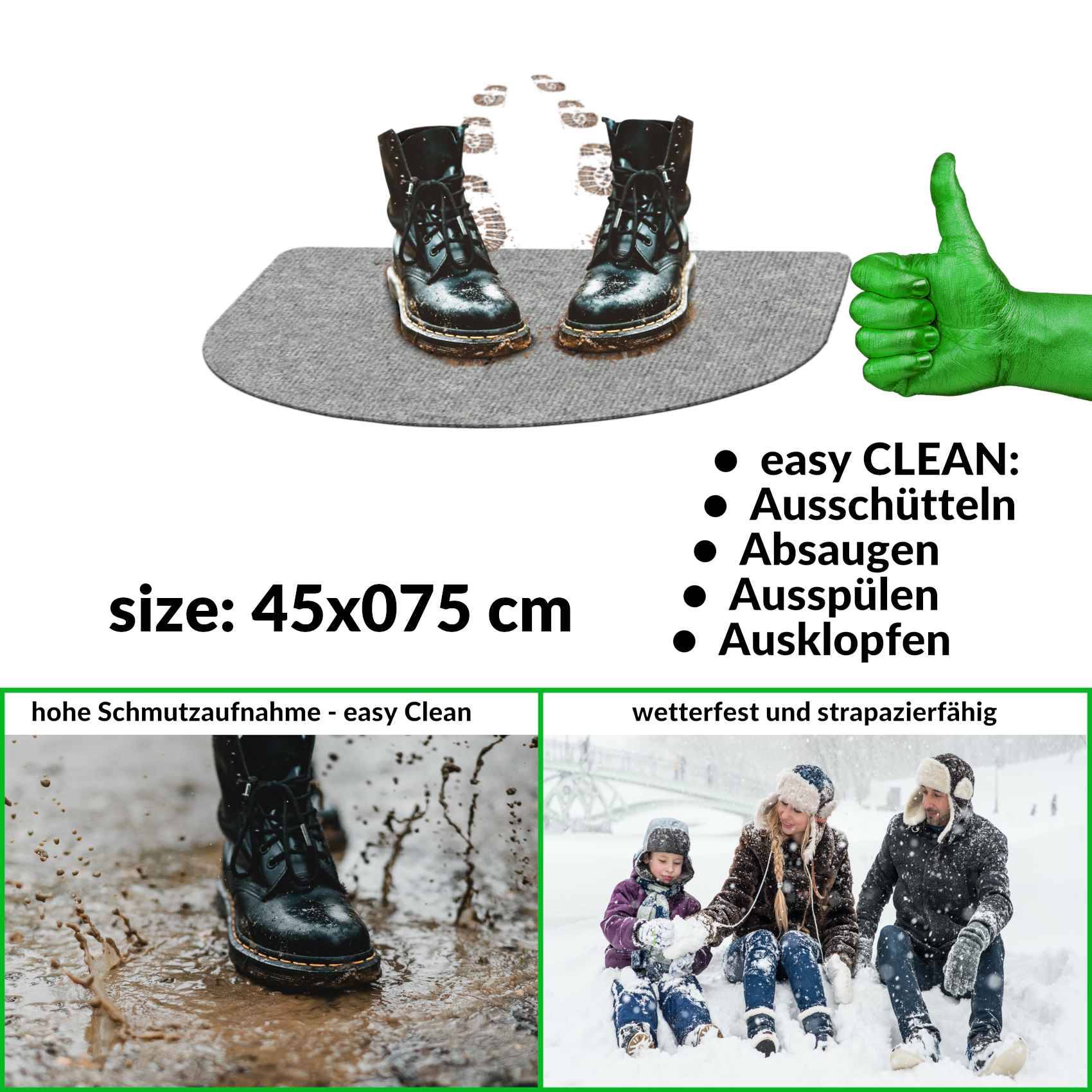 ANRO Schmutzfangmatte Sauberlaufmatte Schmutzfangläufer Teppich Läufer Flur STRIBET 45x75cm Grau --- !!! --- ABGESCHRIEBEN --- !!! ---