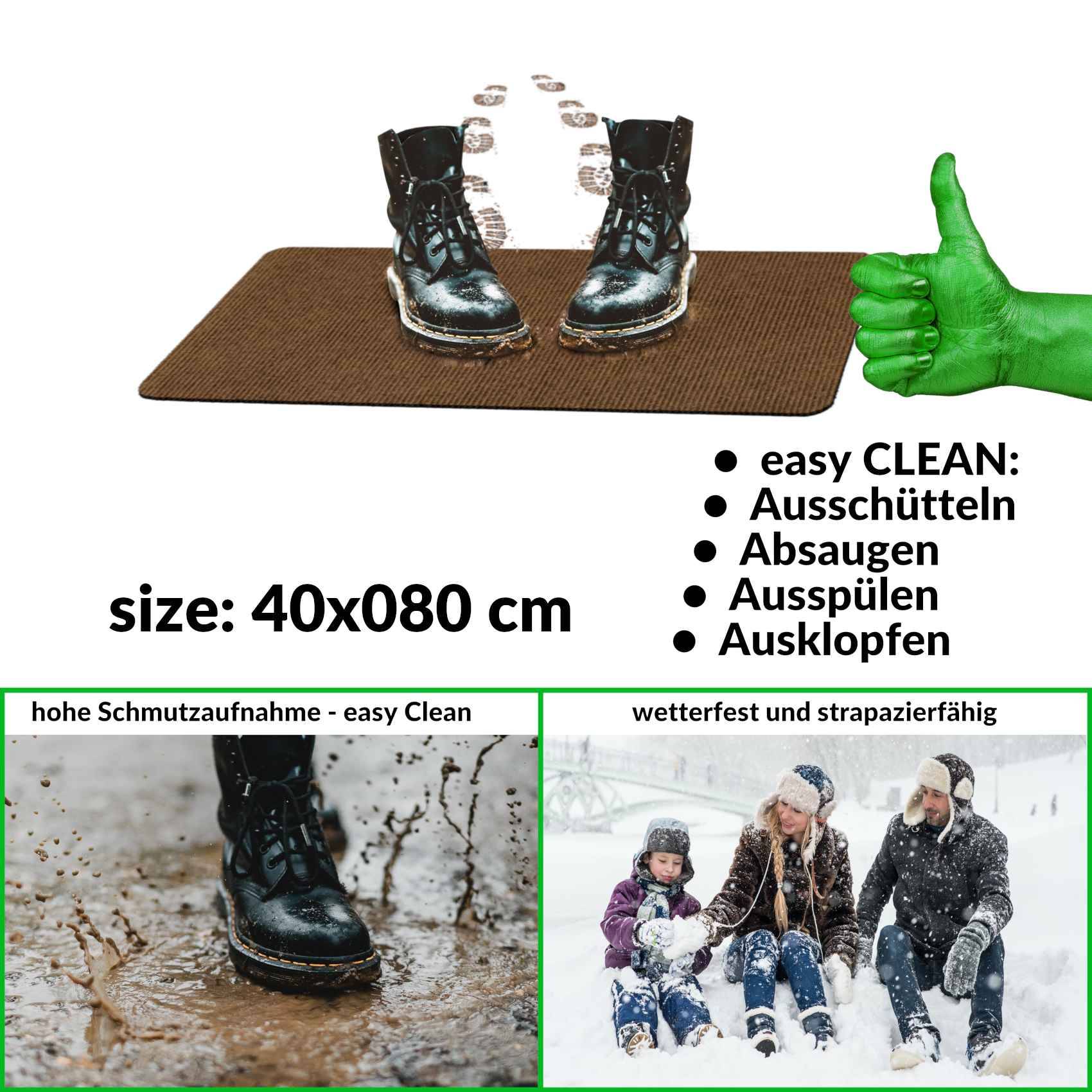 ANRO Schmutzfangmatte Sauberlaufmatte Schmutzfangläufer Teppich Läufer Flur STRIBET 40x80cm Hellbraun --- !!! --- ABGESCHRIEBEN --- !!! ---