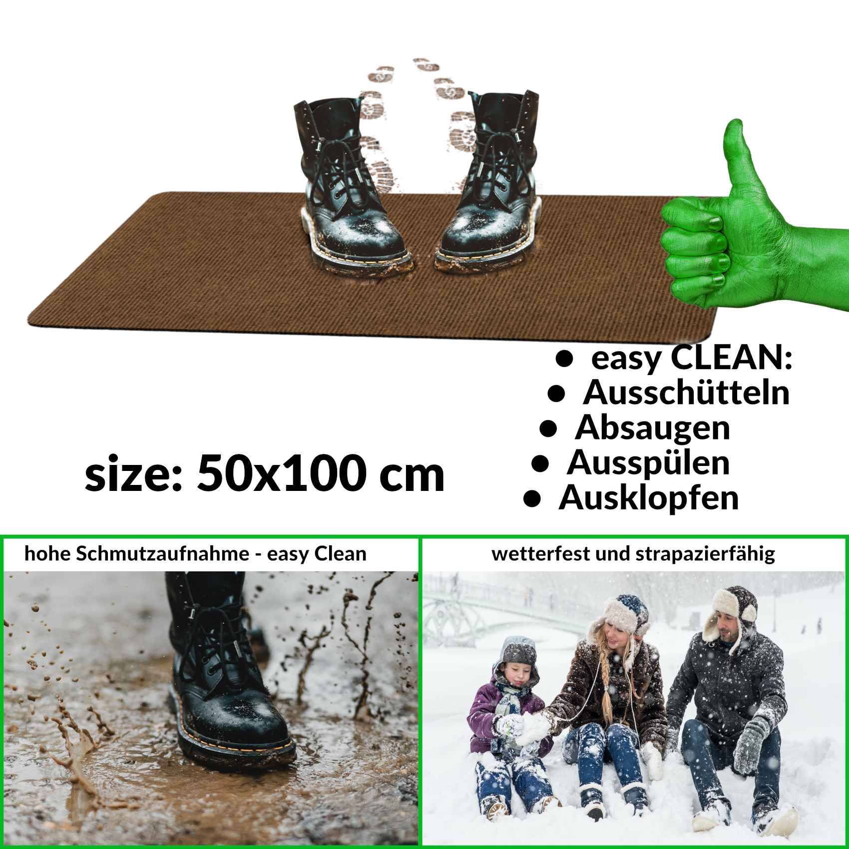 ANRO Schmutzfangmatte Sauberlaufmatte Schmutzfangläufer Teppich Läufer Flur STRIBET 50x100cm Hellbraun --- !!! --- ABGESCHRIEBEN --- !!! ---