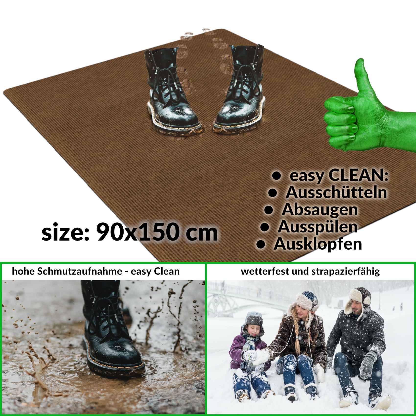 ANRO Schmutzfangmatte Sauberlaufmatte Schmutzfangläufer Teppich Läufer Flur STRIBET 90x150cm Hellbraun --- !!! --- ABGESCHRIEBEN --- !!! ---