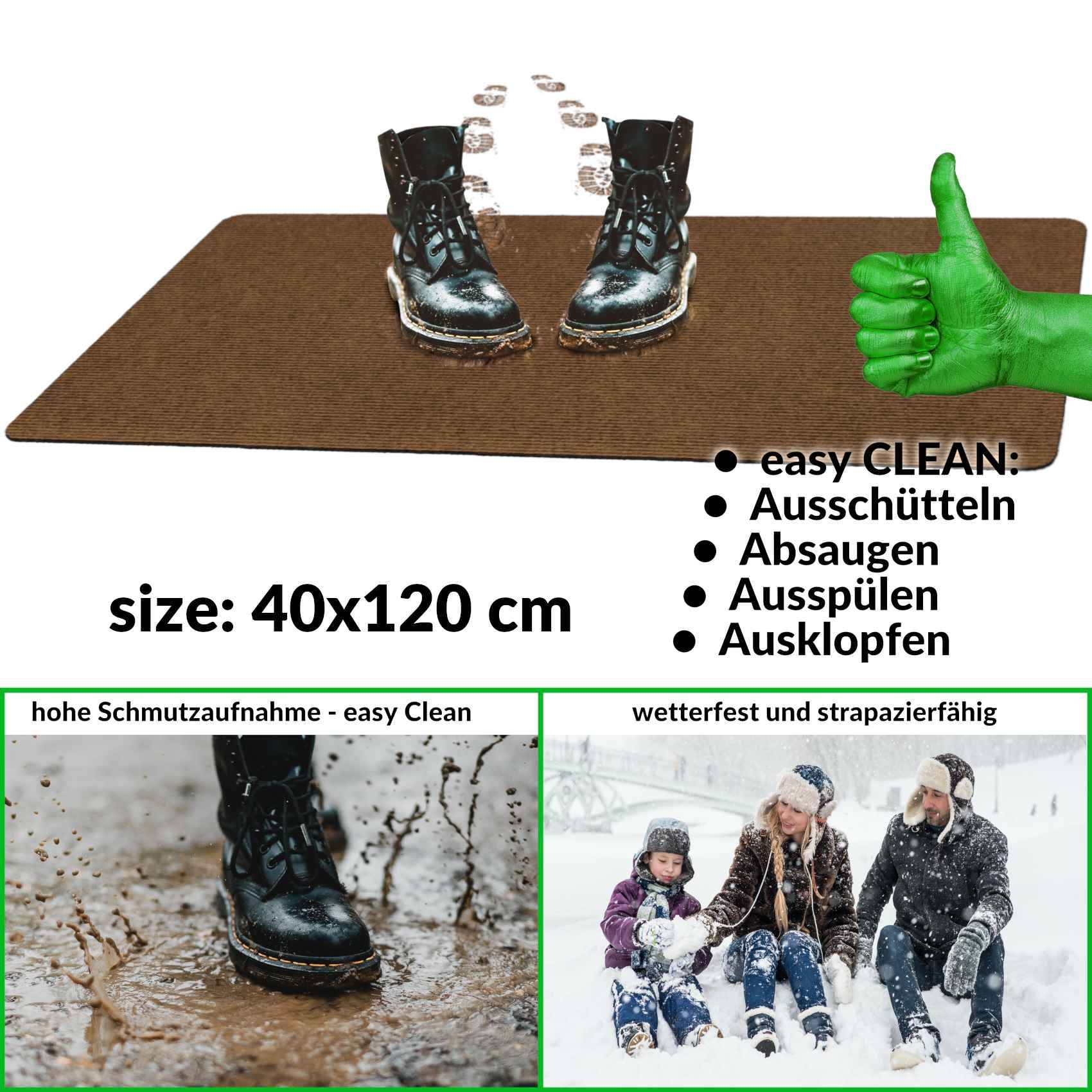 ANRO Schmutzfangmatte Sauberlaufmatte Schmutzfangläufer Teppich Läufer Flur STRIBET 40x120cm Hellbraun --- !!! --- ABGESCHRIEBEN --- !!! ---