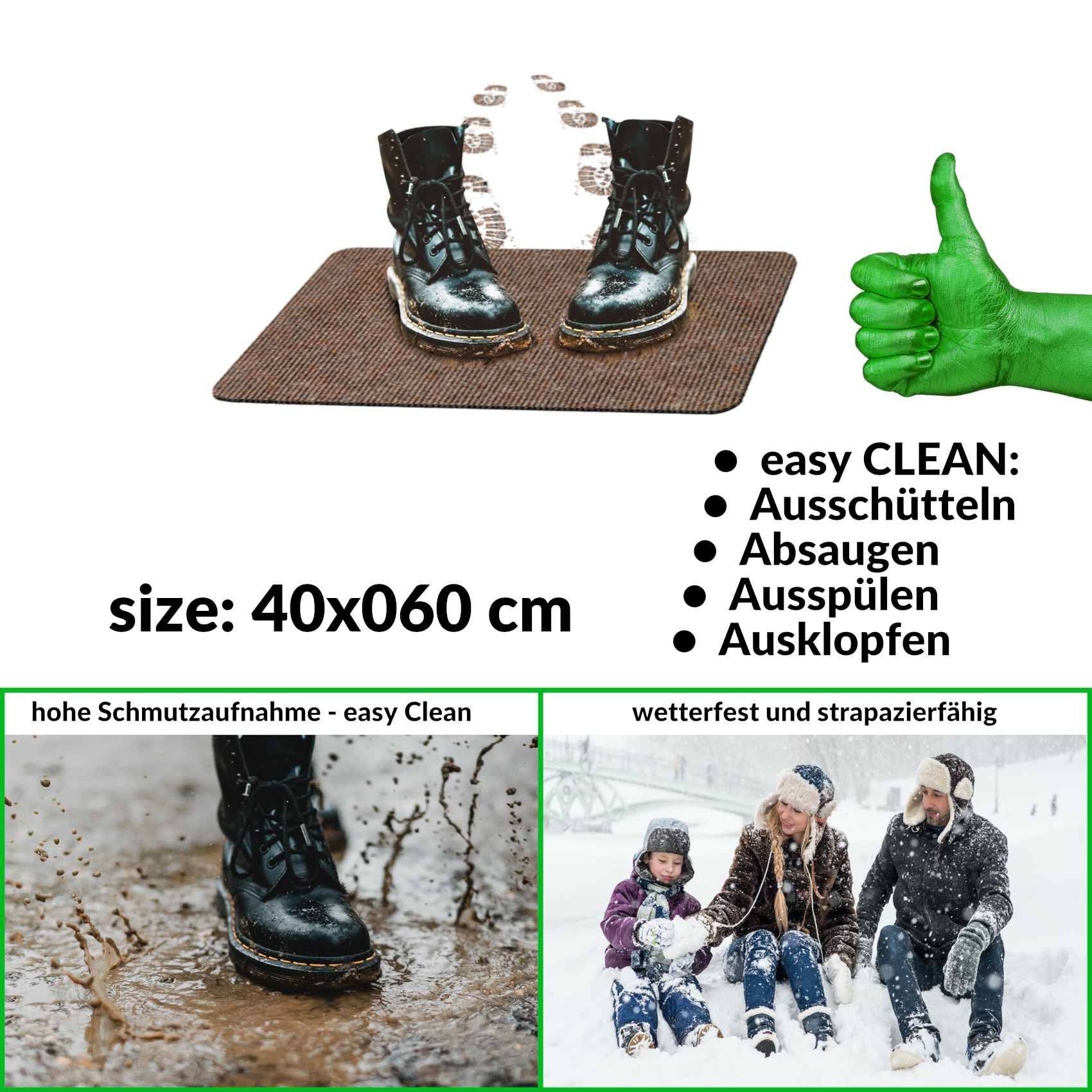 ANRO Schmutzfangmatte Sauberlaufmatte Schmutzfangläufer Teppich Läufer Flur STRIBET 40x60cm Dunkelbraun --- !!! --- ABGESCHRIEBEN --- !!! ---