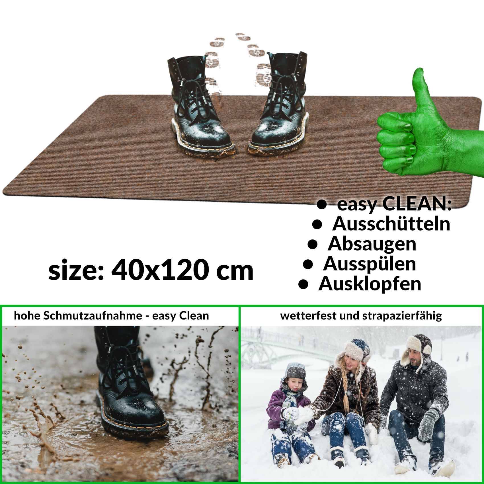 ANRO Schmutzfangmatte Sauberlaufmatte Schmutzfangläufer Teppich Läufer Flur STRIBET 40x120cm Dunkelbraun --- !!! --- ABGESCHRIEBEN --- !!! ---