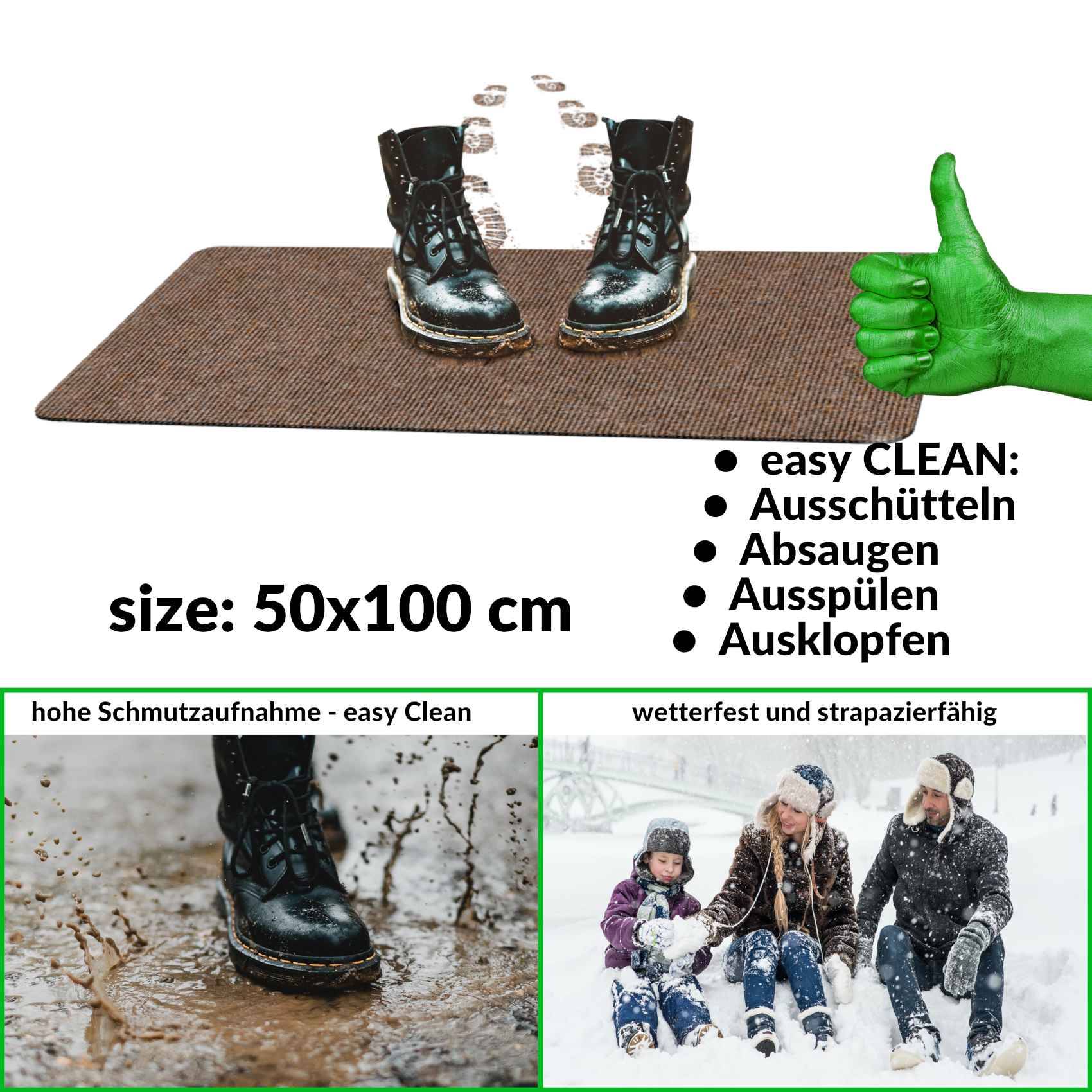 ANRO Schmutzfangmatte Sauberlaufmatte Schmutzfangläufer Teppich Läufer Flur STRIBET 50x100cm Dunkelbraun --- !!! --- ABGESCHRIEBEN --- !!! ---