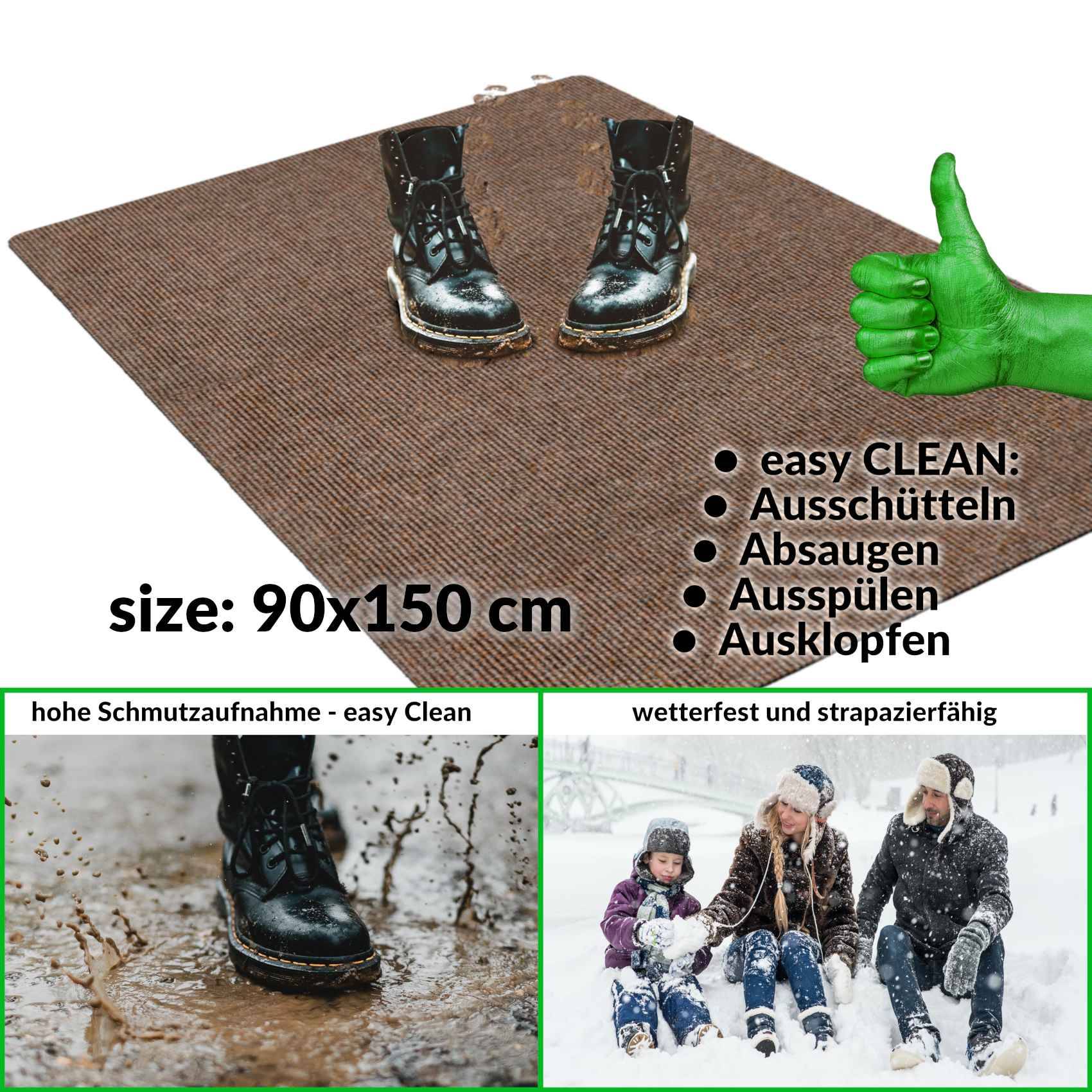 ANRO Schmutzfangmatte Sauberlaufmatte Schmutzfangläufer Teppich Läufer Flur STRIBET 90x150cm Dunkelbraun --- !!! --- ABGESCHRIEBEN --- !!! ---