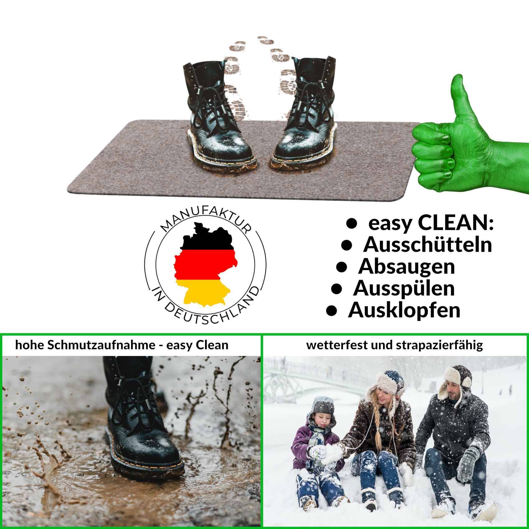 Fußabtreter Schmutzfangmatte Fußmatte Sauberlaufmatte Fußabstreifer Eingang POET 40x80cm Hellbraun