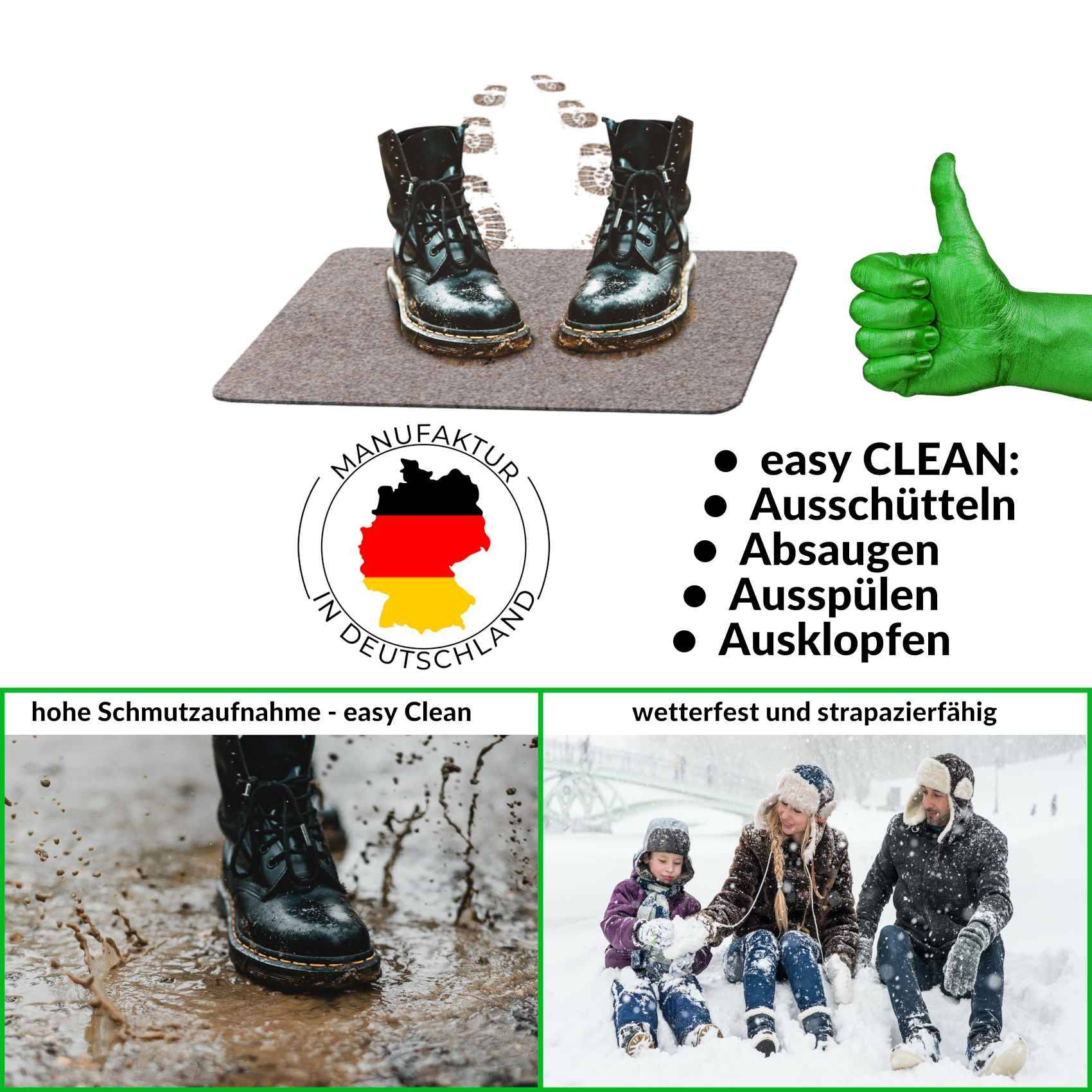 Fußabtreter Schmutzfangmatte Fußmatte Sauberlaufmatte Fußabstreifer Eingang POET 40x60cm Hellbraun