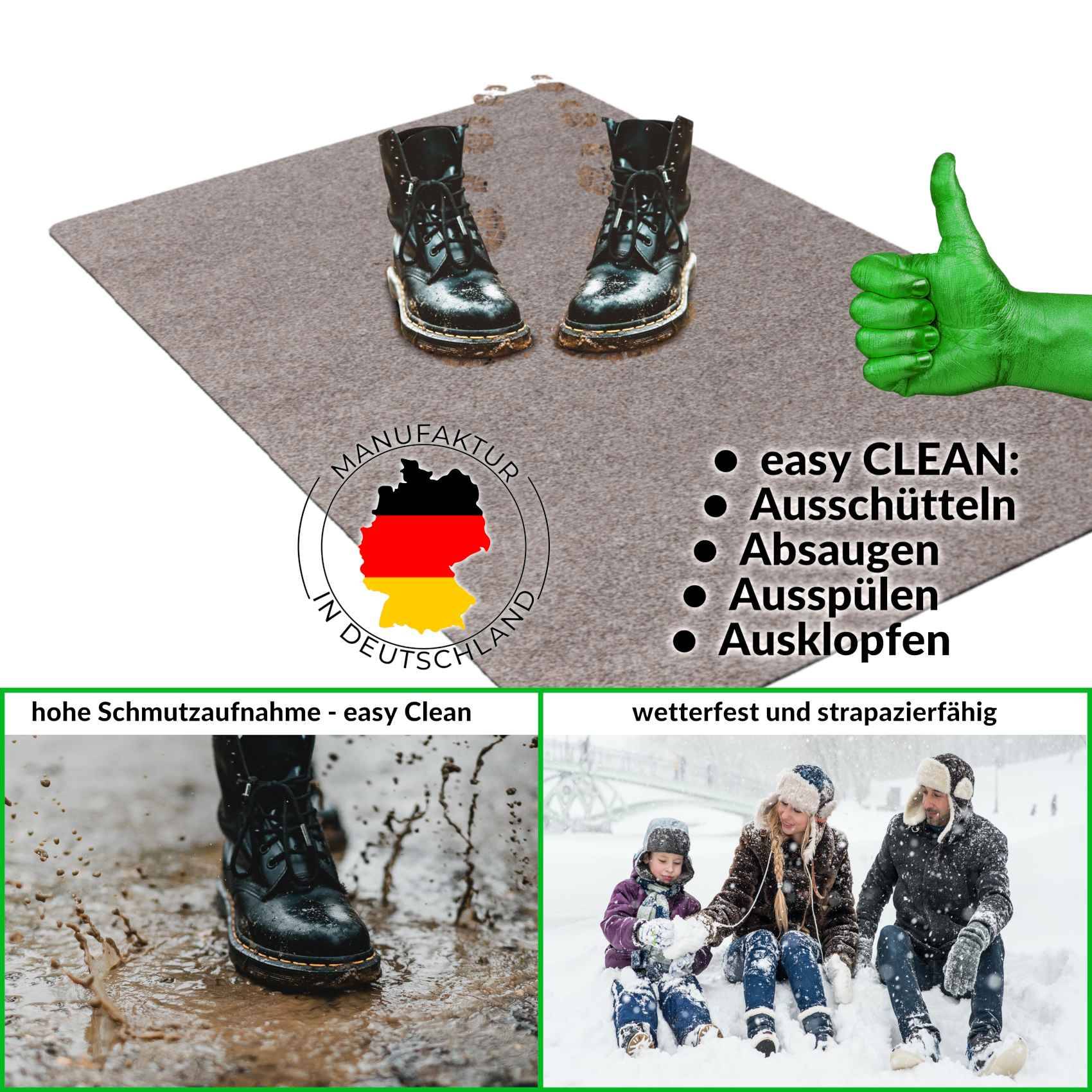 Fußabtreter Schmutzfangmatte Fußmatte Sauberlaufmatte Fußabstreifer Eingang POET 80x120cm Hellbraun