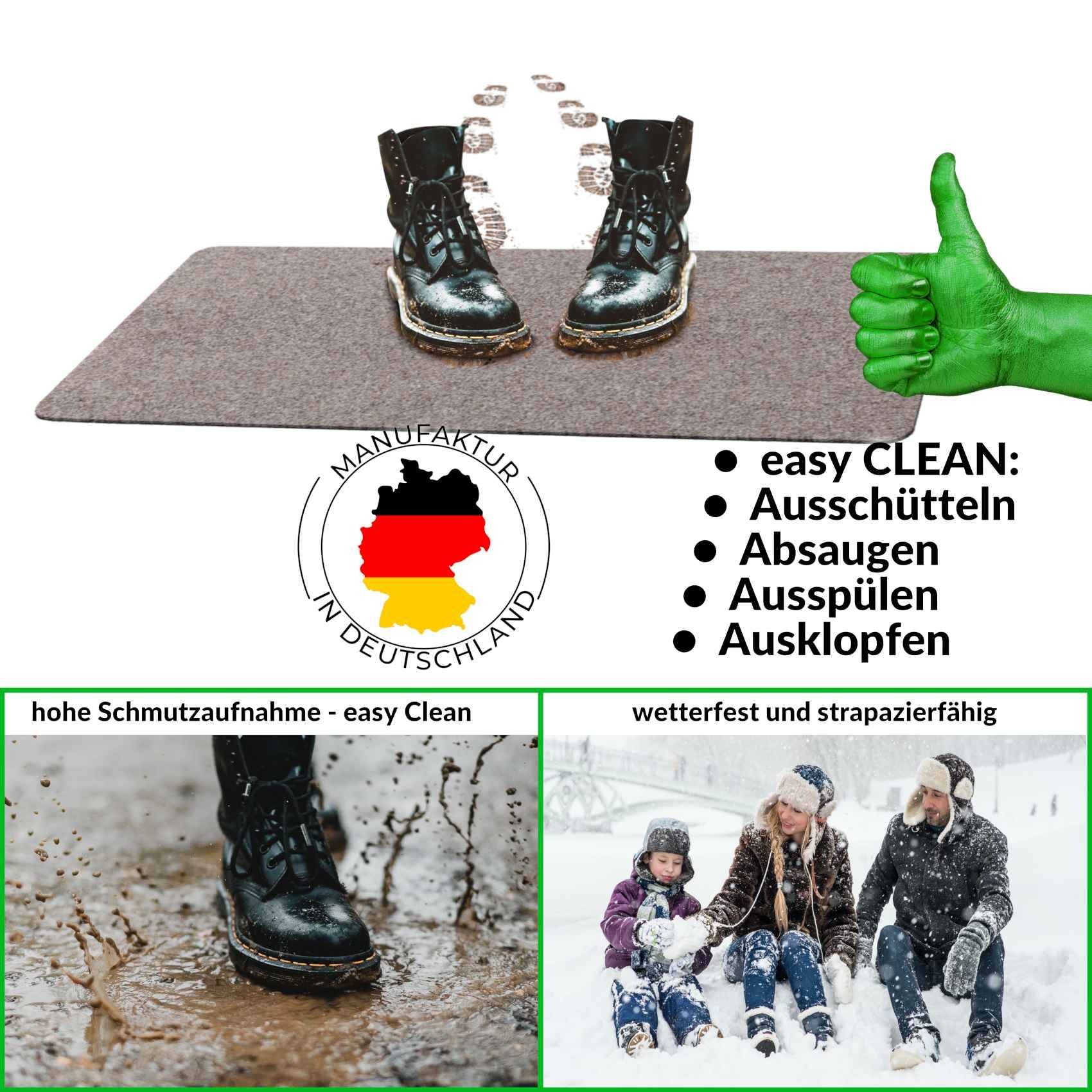 Fußabtreter Schmutzfangmatte Fußmatte Sauberlaufmatte Fußabstreifer Eingang POET 50x100cm Hellbraun