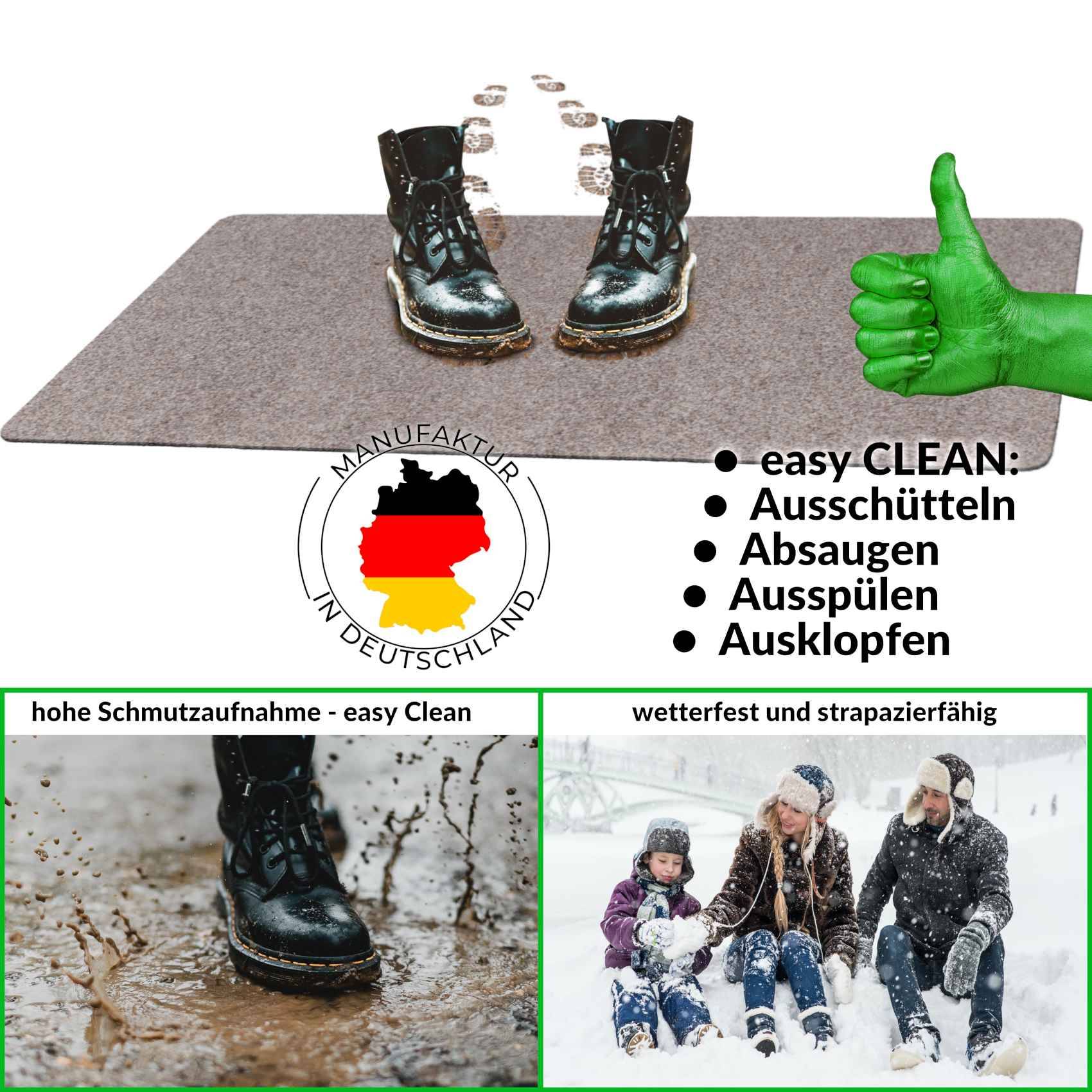 Fußabtreter Schmutzfangmatte Fußmatte Sauberlaufmatte Fußabstreifer Eingang POET 40x120cm Hellbraun