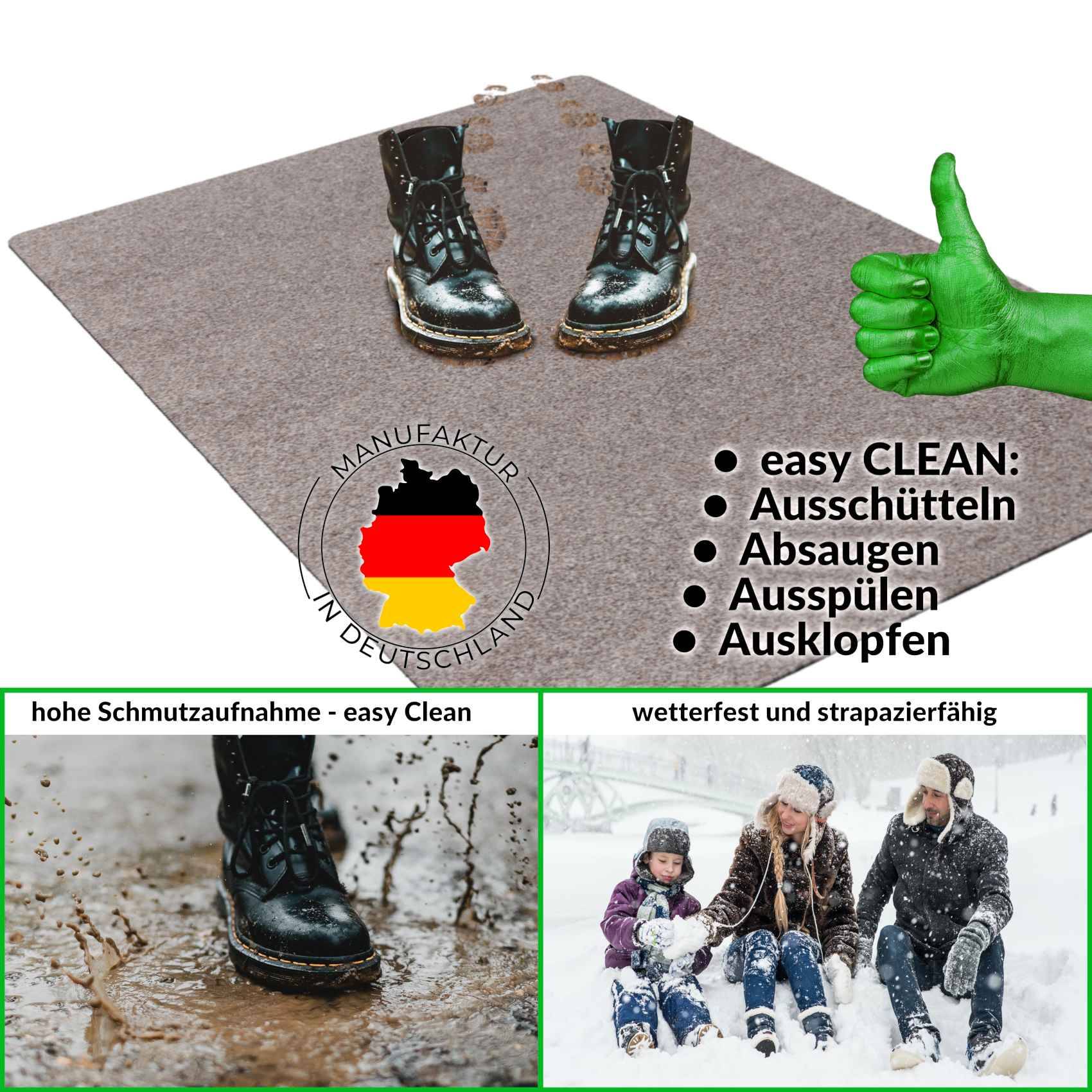 Fußabtreter Schmutzfangmatte Fußmatte Sauberlaufmatte Fußabstreifer Eingang POET 90x150cm Hellbraun