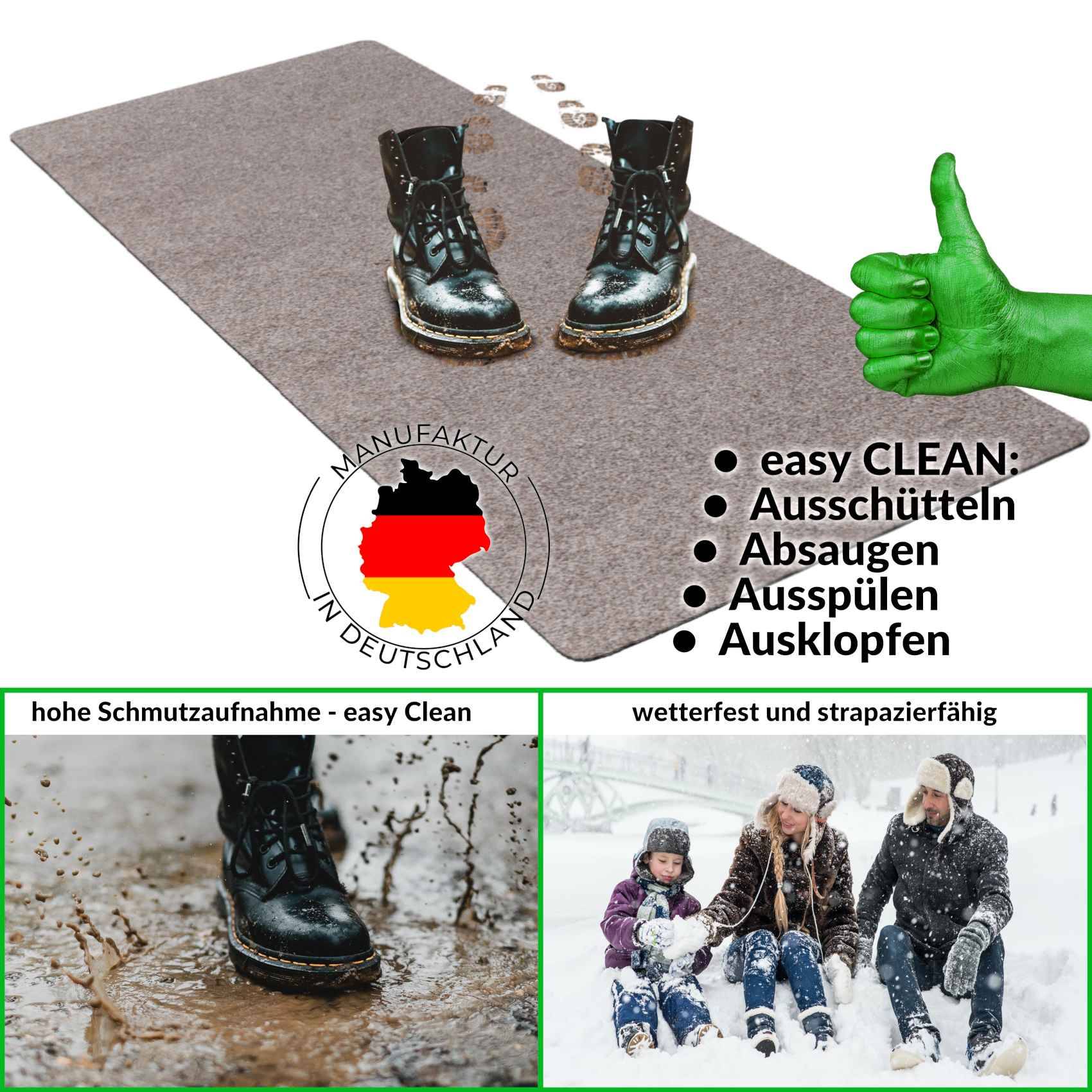 Fußabtreter Schmutzfangmatte Fußmatte Sauberlaufmatte Fußabstreifer Eingang POET 60x180cm Hellbraun