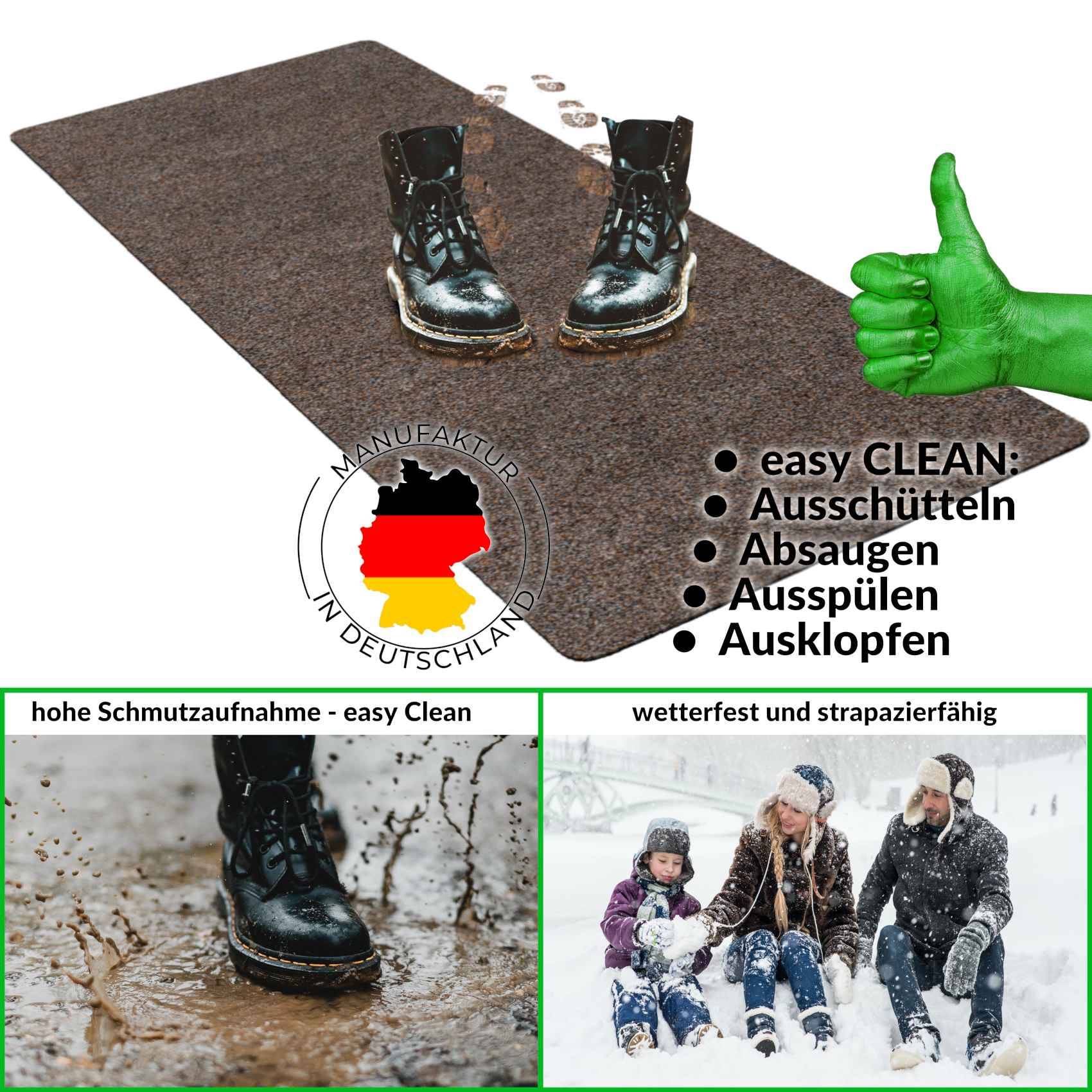 Fußabtreter Schmutzfangmatte Fußmatte Sauberlaufmatte Fußabstreifer Eingang POET 60x180cm Dunkelbraun