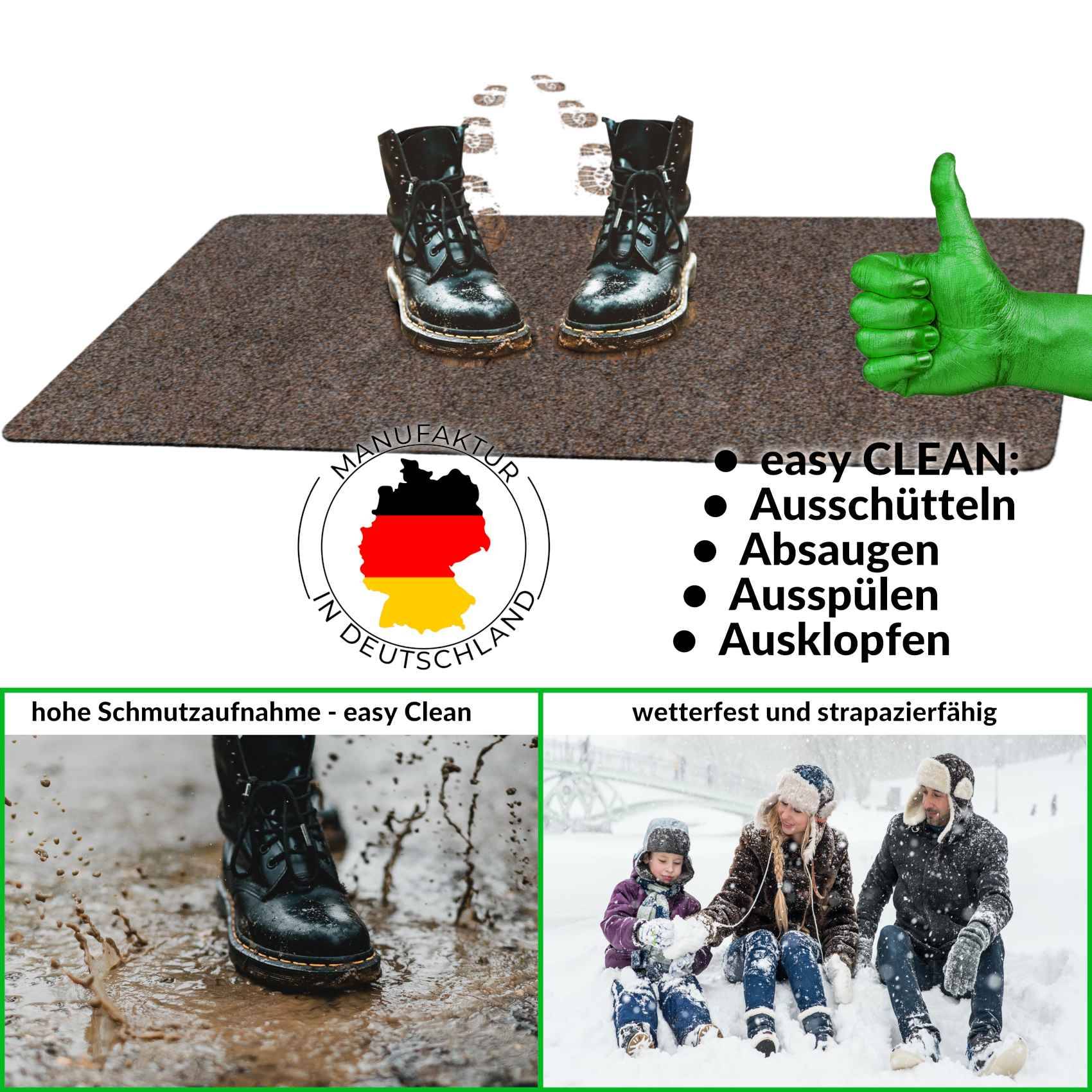 Fußabtreter Schmutzfangmatte Fußmatte Sauberlaufmatte Fußabstreifer Eingang POET 40x120cm Dunkelbraun