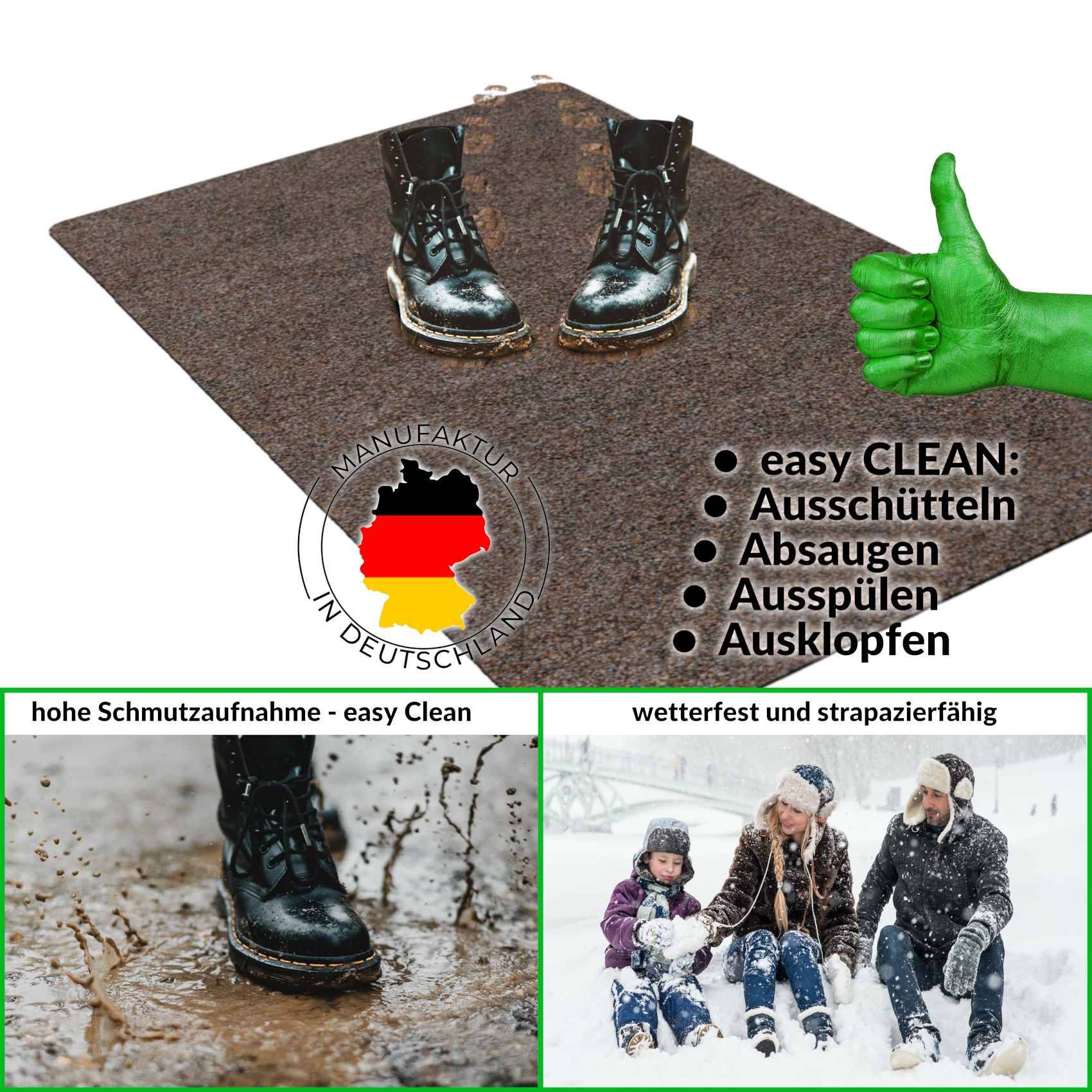 Fußabtreter Schmutzfangmatte Fußmatte Sauberlaufmatte Fußabstreifer Eingang POET 80x120cm Dunkelbraun