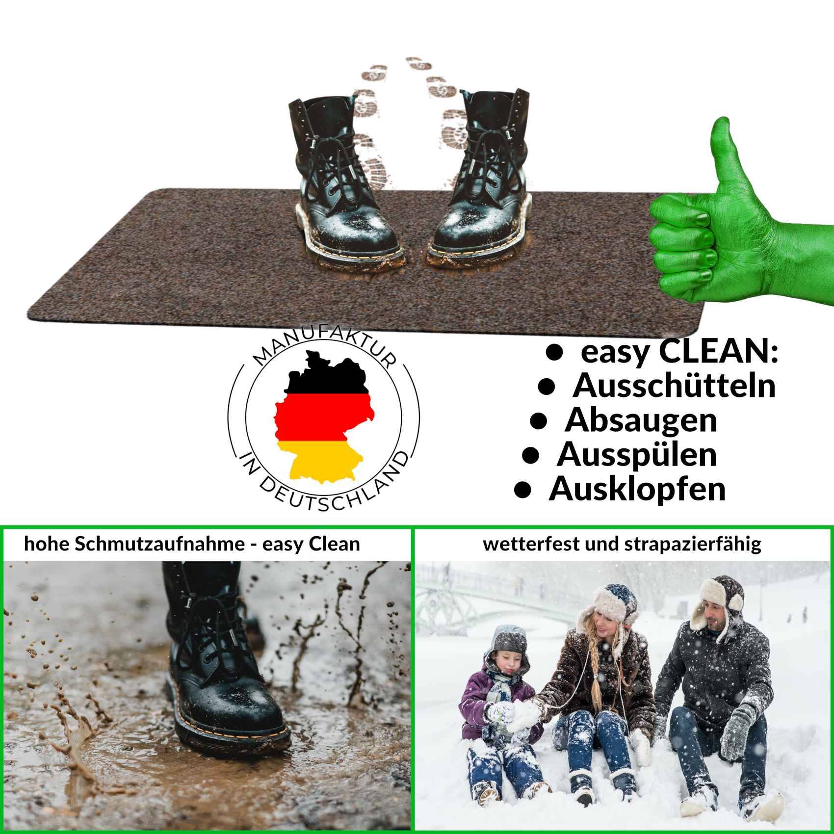 Fußabtreter Schmutzfangmatte Fußmatte Sauberlaufmatte Fußabstreifer Eingang POET 50x100cm Dunkelbraun