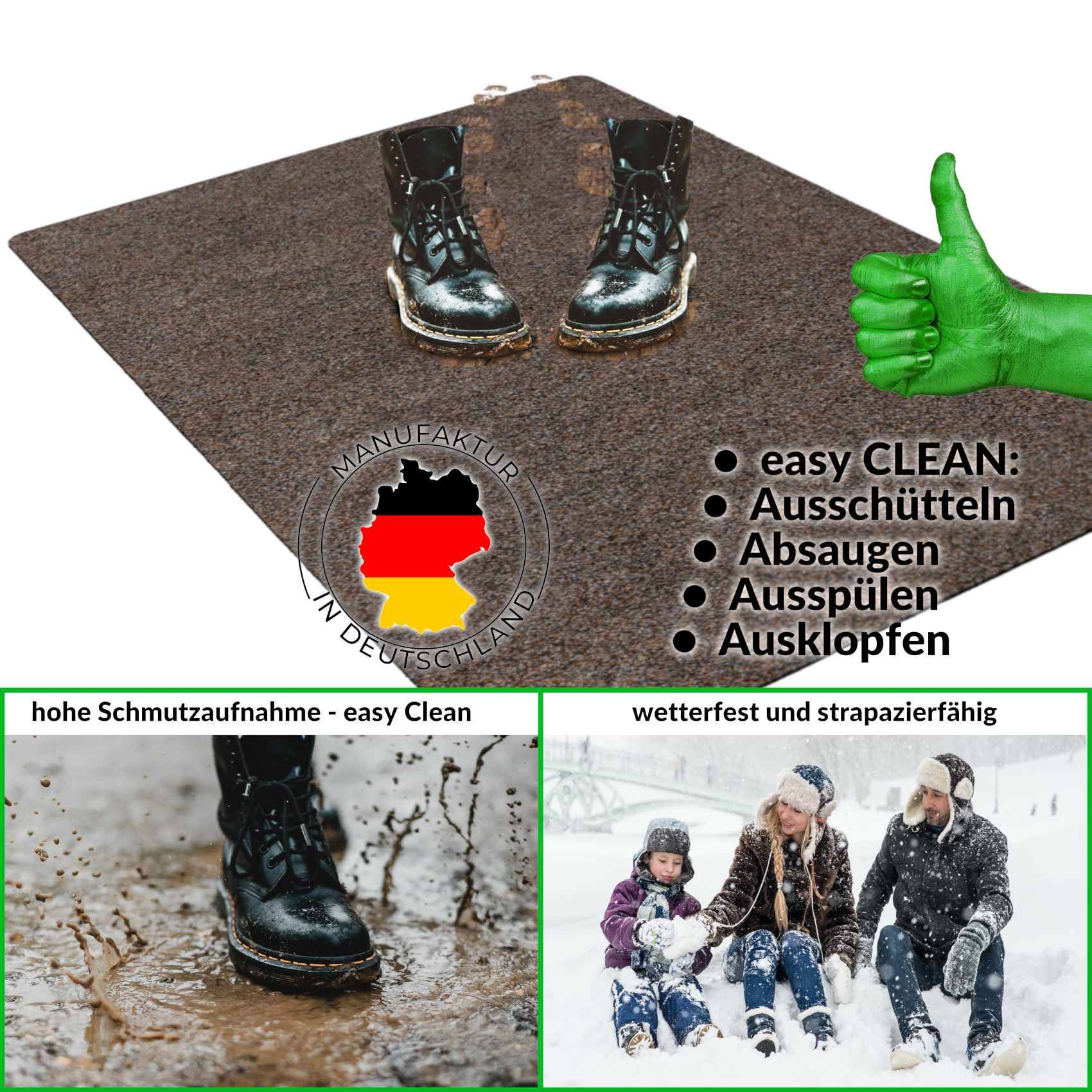 Fußabtreter Schmutzfangmatte Fußmatte Sauberlaufmatte Fußabstreifer Eingang POET 90x150cm Dunkelbraun