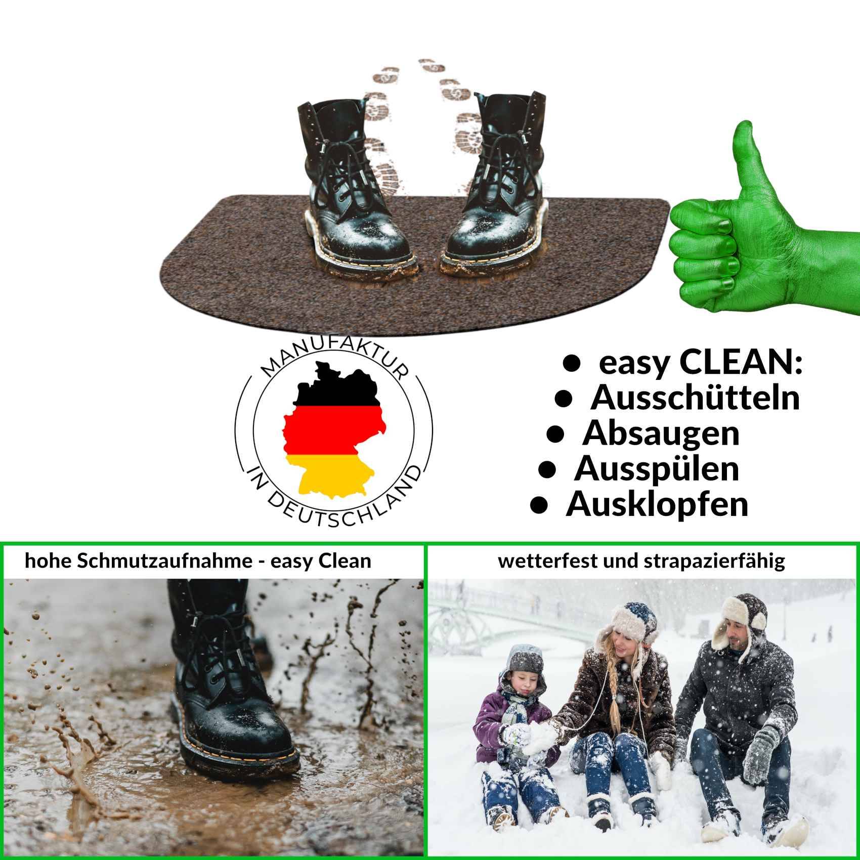 Fußabtreter Schmutzfangmatte Fußmatte Sauberlaufmatte Fußabstreifer Eingang POET 45x75cm Dunkelbraun