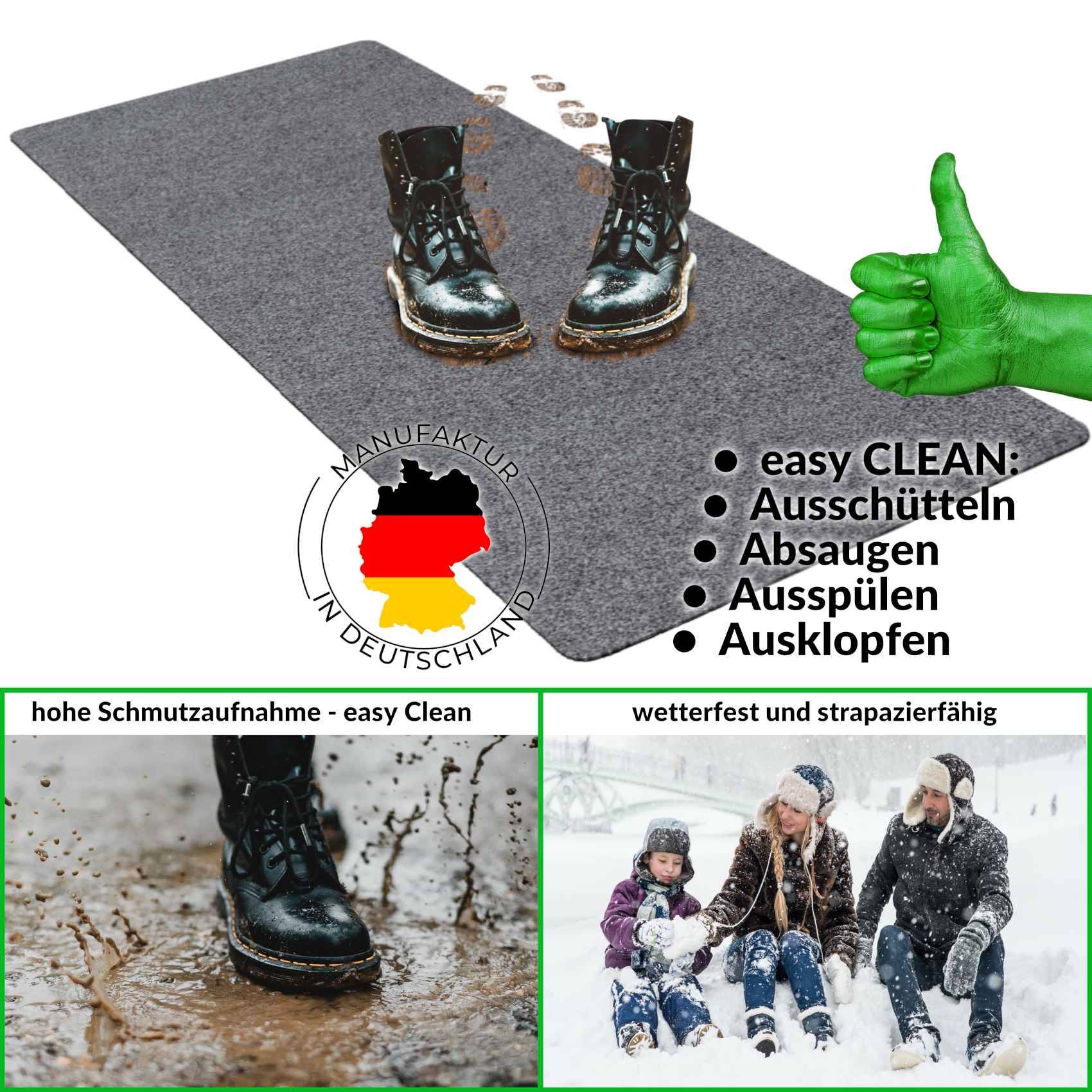 Fußabtreter Schmutzfangmatte Fußmatte Sauberlaufmatte Fußabstreifer Eingang POET 60x180cm Grau