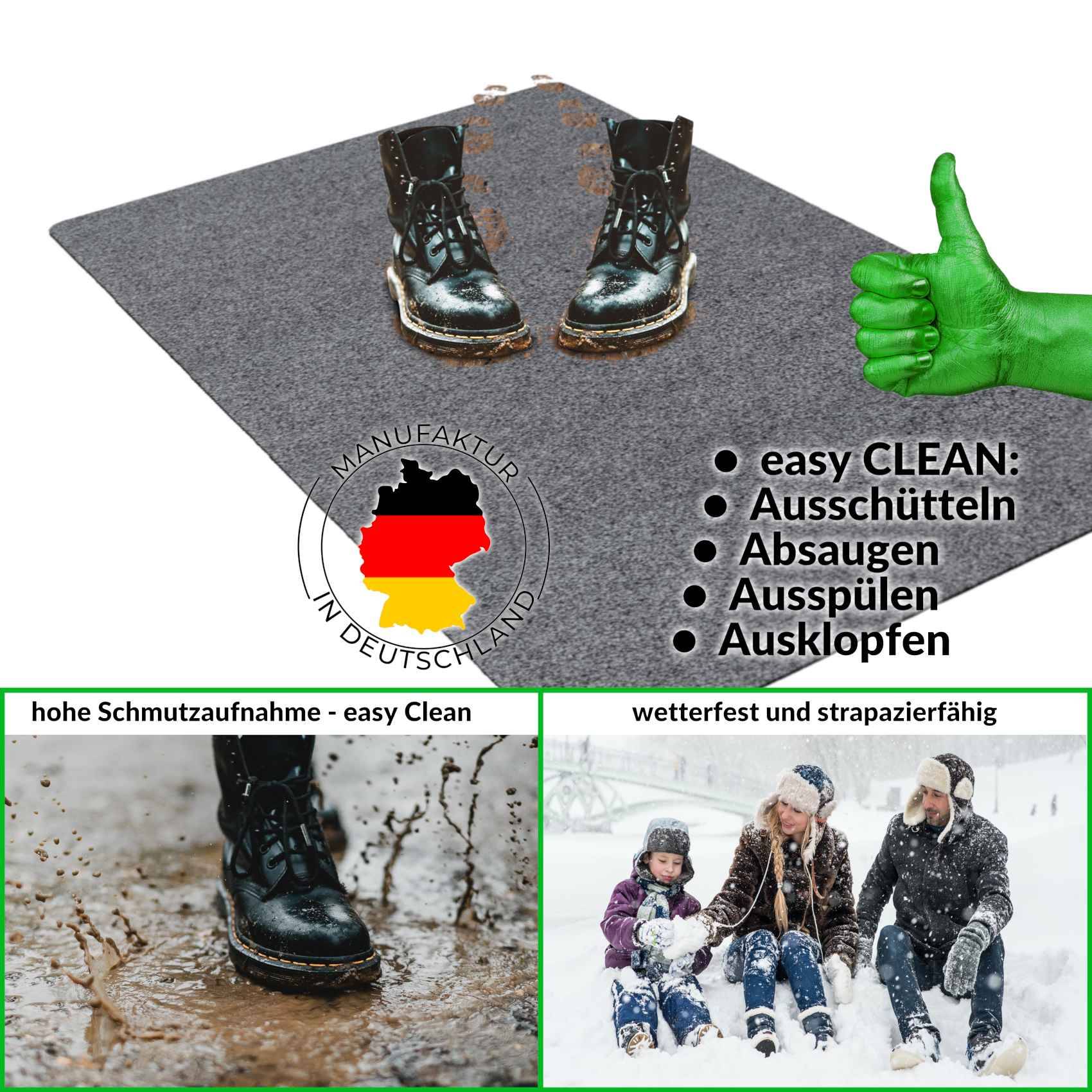 Fußabtreter Schmutzfangmatte Fußmatte Sauberlaufmatte Fußabstreifer Eingang POET 80x120cm Grau