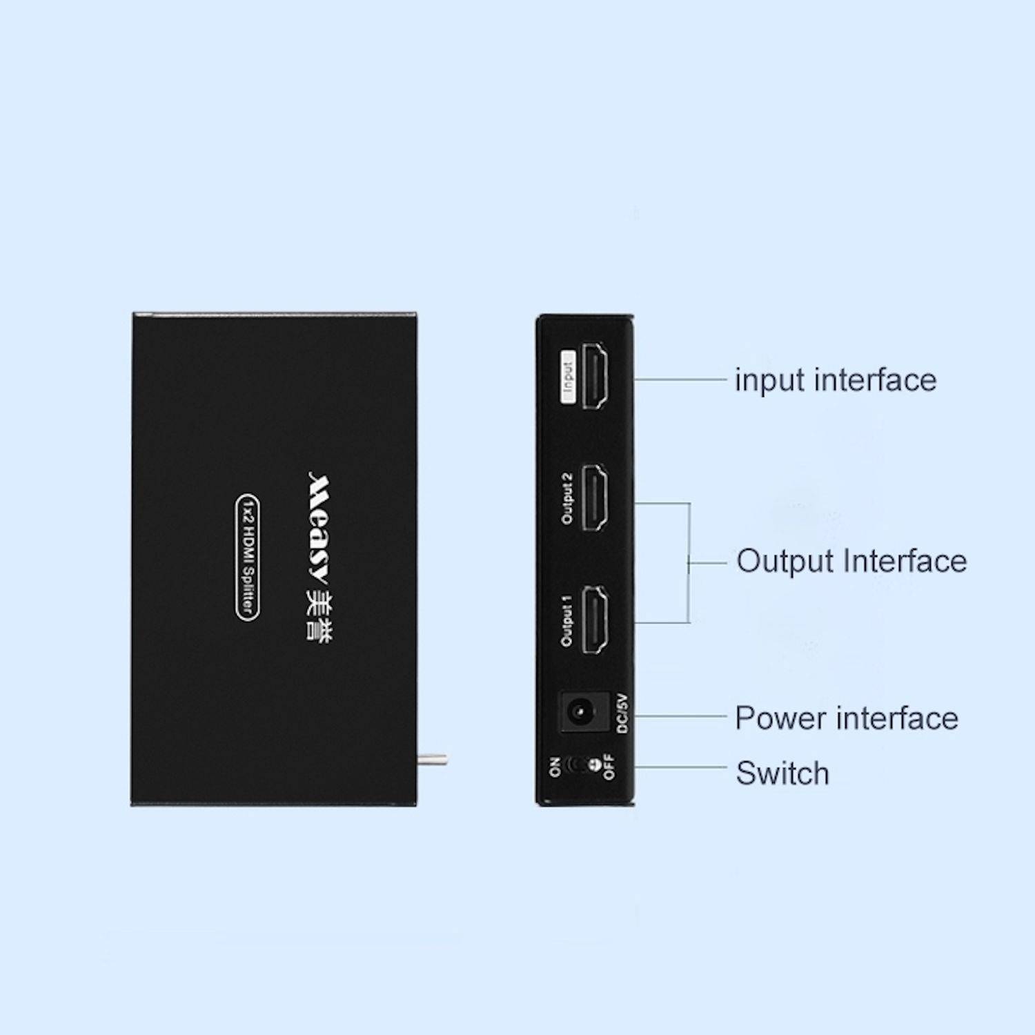 Measy SPH102 simultaner HDMI Display Splitter 1 IN 2 OUT 4K Schwarz