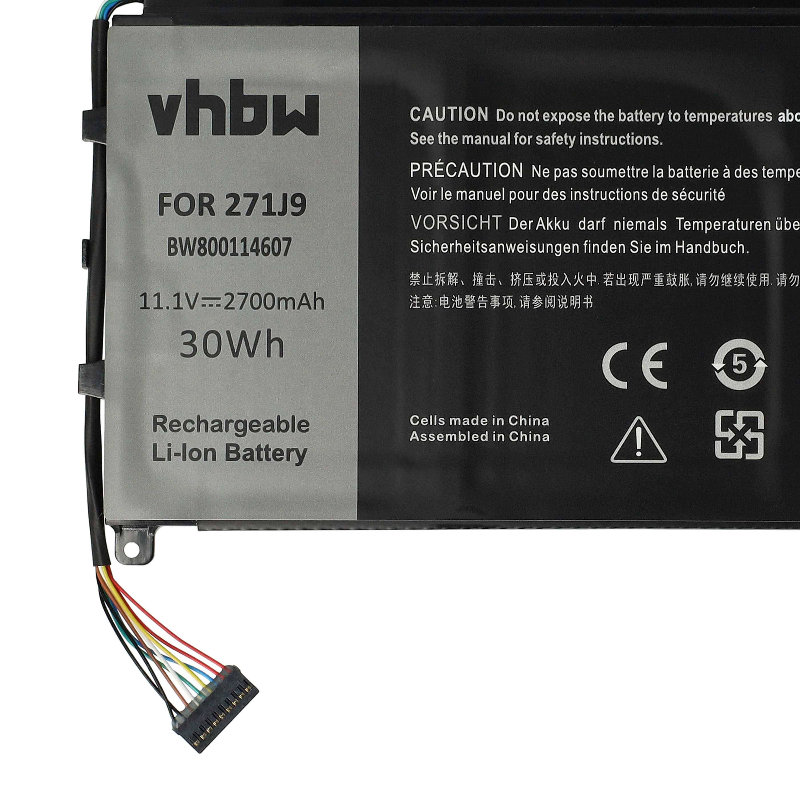 vhbw Akku kompatibel mit Dell Latitude 13 7000 (CAL004LATI735015480) Notebook (2700mAh, 11,1V, Li-Polymer)