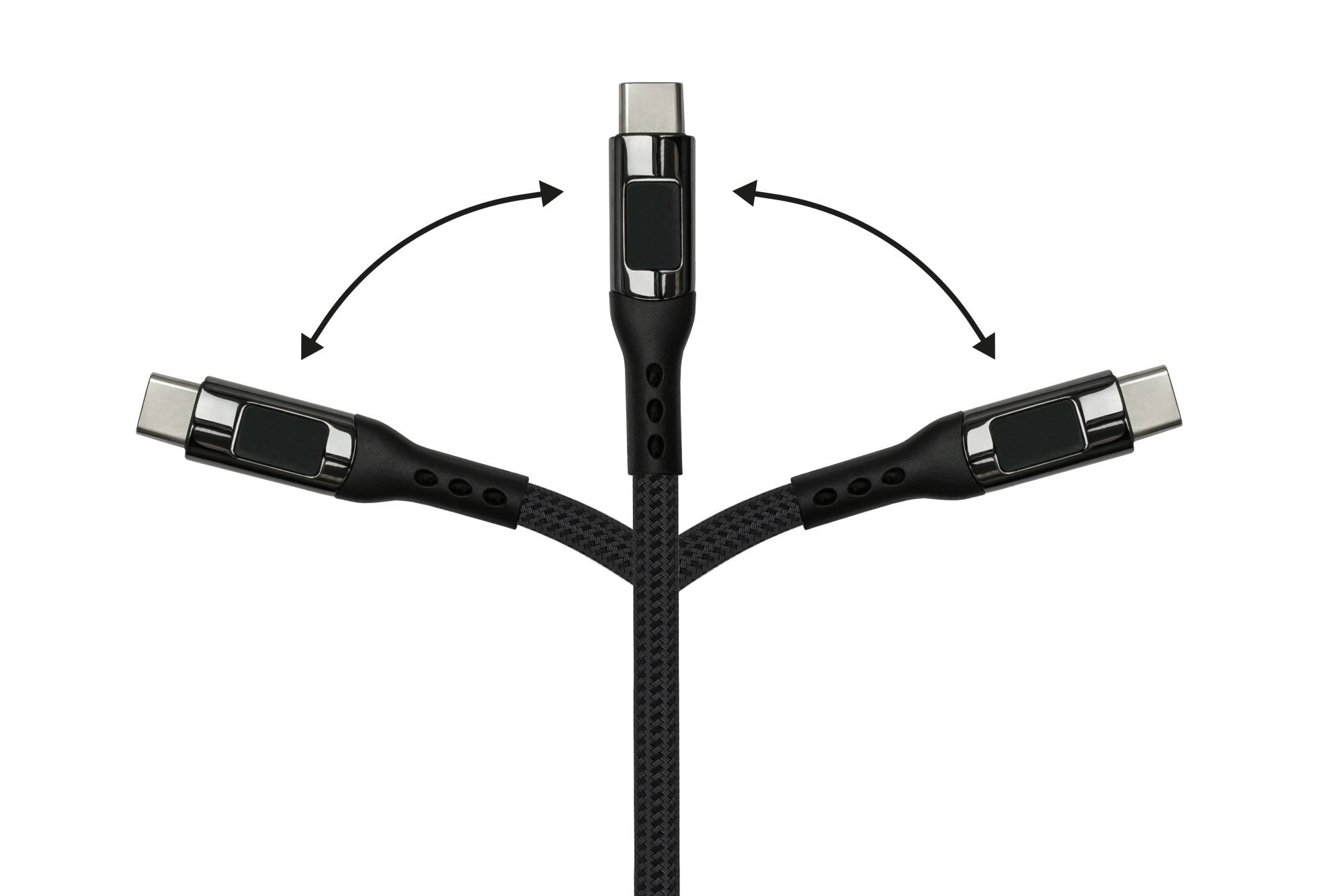 USB 2.0 Lade- und Datenkabel (100W) mit Digitalanzeige, USB-C™ Stecker an USB-C™ Stecker, schwarz, 1m