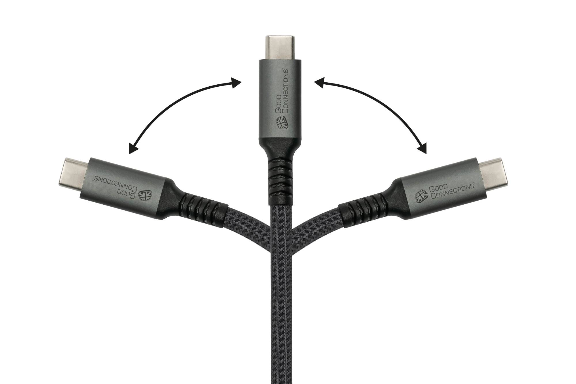 USB 2.0 Lade- und Datenkabel (240W), USB-C™ Stecker an USB-C™ Stecker, anthrazit, 0,5m