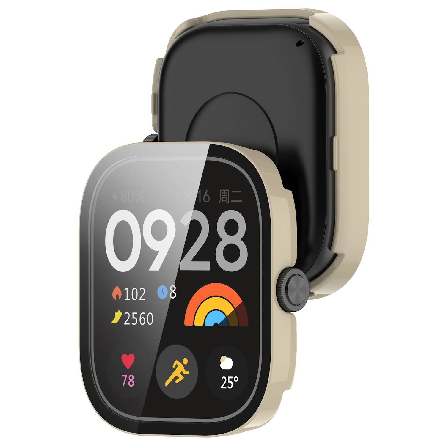 Für Xiaomi Redmi Watch 4 Kunststoff Hülle + H9 Schutzglas Weiß