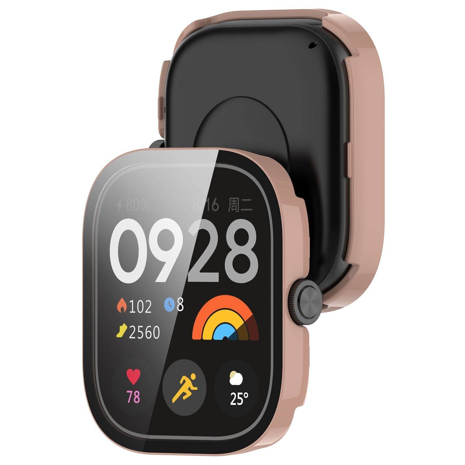 Für Xiaomi Redmi Watch 4 Kunststoff Hülle + H9 Schutzglas Rosa