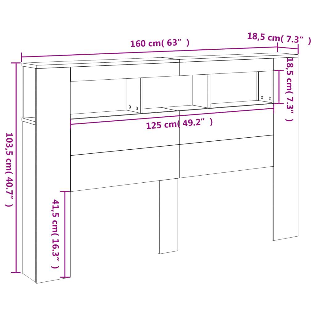 vidaXL LED-Kopfteil Weiß 160x18,5x103,5 cm Holzwerkstoff
