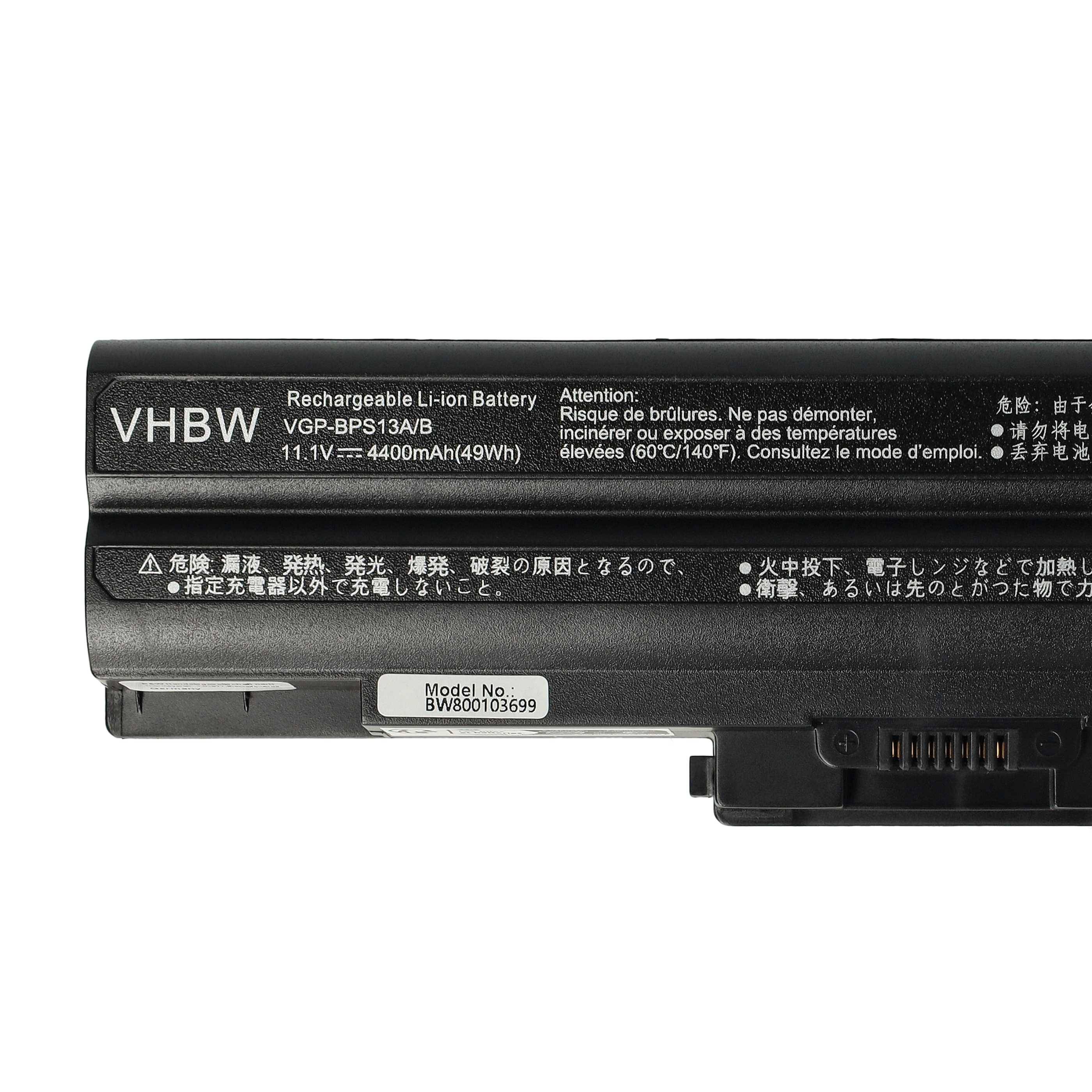 vhbw Akku kompatibel mit Sony Vaio VGN-FW17W, VGN-FW17T/H, VGN-FW19, VGN-FW21 Notebook (4400 mAh, 11,1 V, Li-Ion) - Infochip